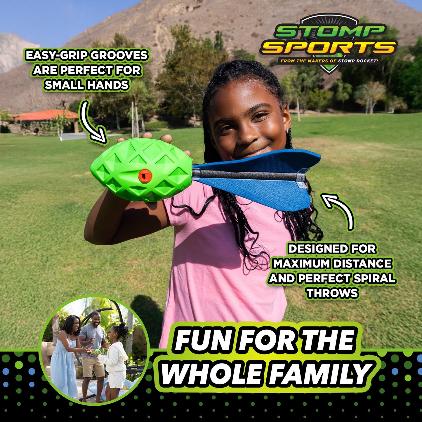 Stomp Rocket XL LED Whistle Missile - Whistling Foam Football with Tail - Fun Backyard Outdoor & Indoor Kids Toys Gifts for Boys & Girls - Sports Play Toys for Ages 3+