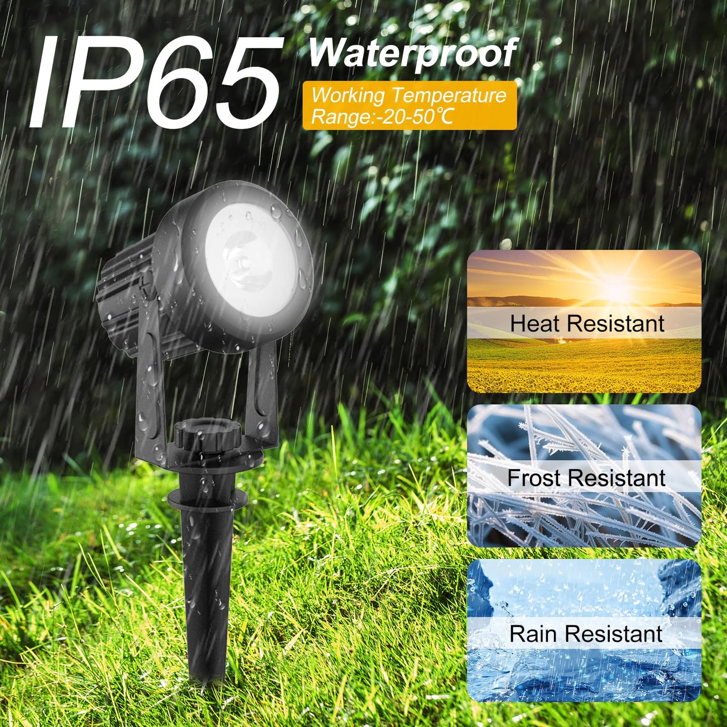 T-SUNUS Christmas Solar Landscape Spotlights Warm White, 2W Garden Spot Lights Outdoor 9.8ft Cable IP65 Waterproof Security Downlight 2-IN-1 for Flag Tree Pond Garage Deck Yard Wall Backyard Halloween