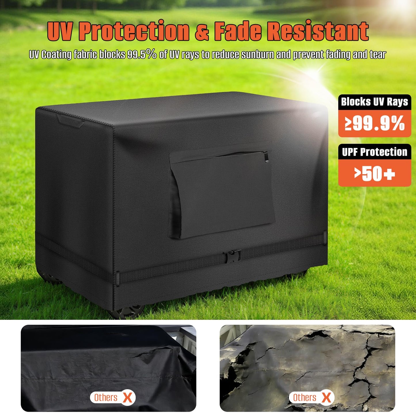 Cooler Cover for 45/65 Cooler, Kovshuiwe Heavy Duty Waterproof Ice Chest Cover, Ice Box Covers, Heavy Duty 420D Oxford Fabric, 31.5”(L) x 21.2”(D) x 20”(H)