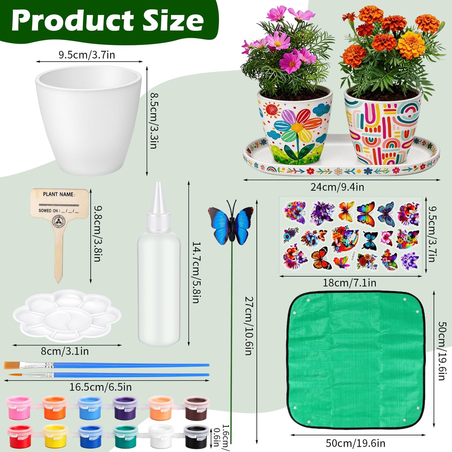 Hysagtek Paint & Plant Flower Growing Kit - Fun Gardening Set with 4 Pots, Art Craft Grow Garden Planting Set Birthday Easter Gift for Girls & Boys