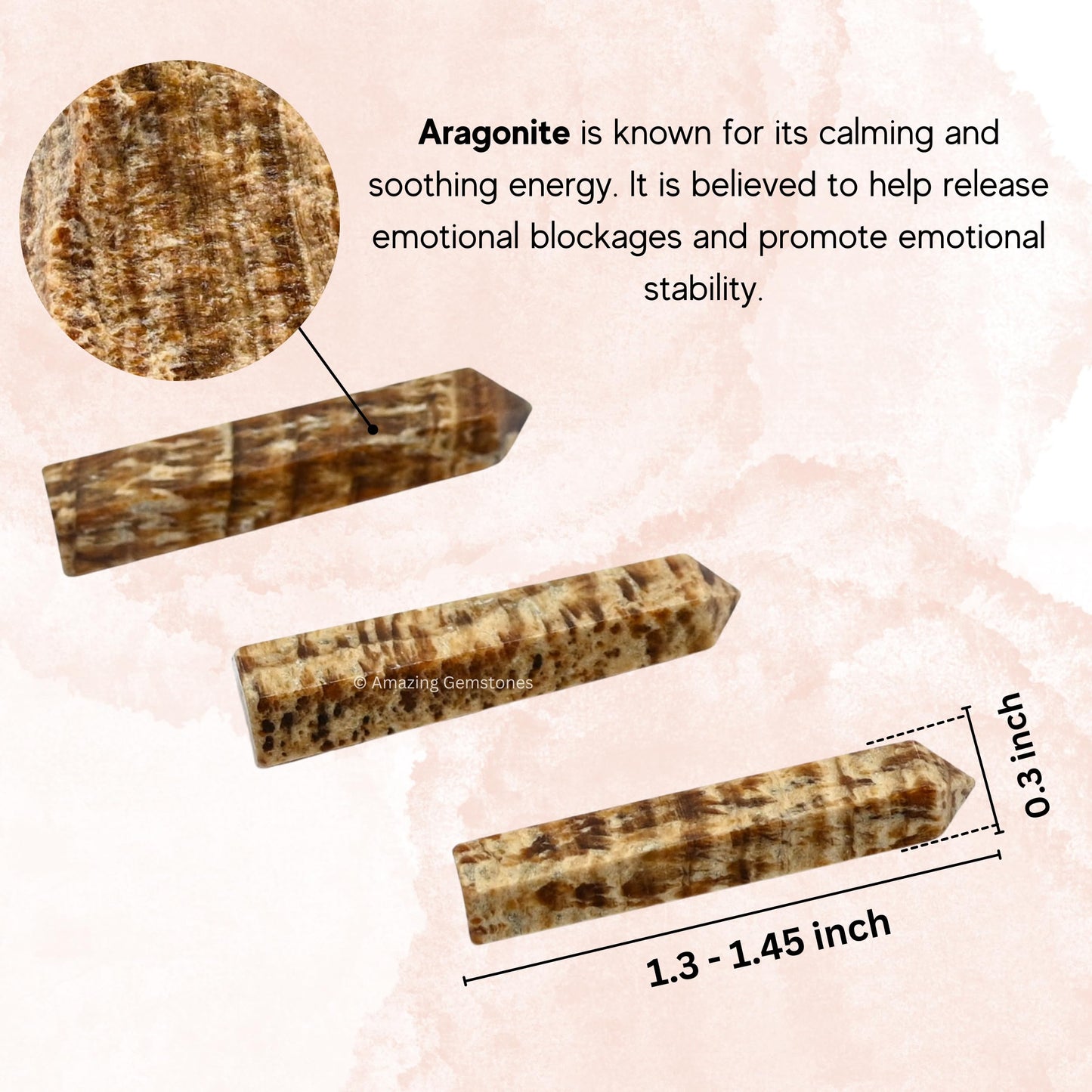 Amazing Gemstone Aragonite Crystal Points Bulk Healing Crystals and Stones - Pack of 3 Single Terminated Healing Wand Point Bulk Crystals for Crafts, Crystal Grid, DIY Work - Premium Crystals