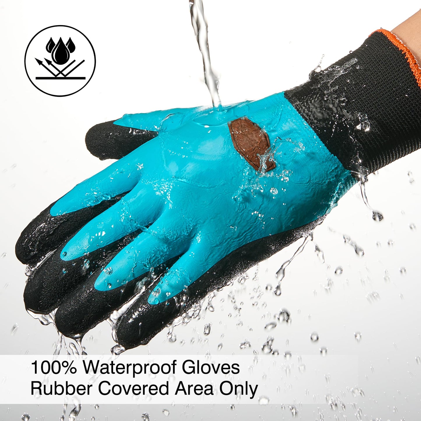 COOLJOB Waterproof Winter Freezer Gloves for Working Gardening Fishing Construction Worker, Double Coated Rubber for Warehouse Cold Refrigeration House, 1 Pair Medium Blue