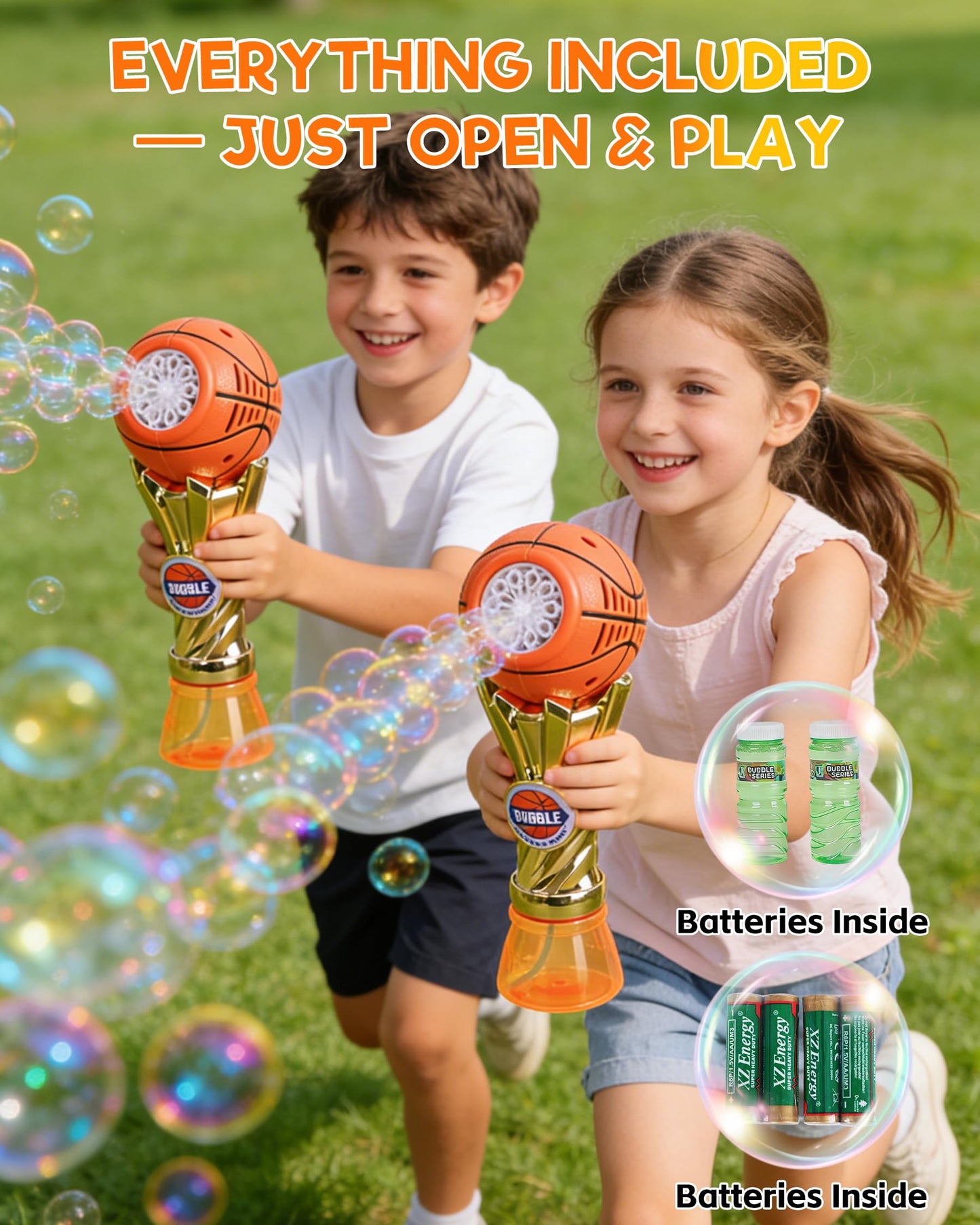 Kenvc Bubble Machine Toys for Kids 3+ Year Old Boys Girls, Automatic Bubble Gun Wand with Bubble Solution, Summer Outdoor Kids Toys for Toddlers Ages 3-4,4-6,5-7, Birthday Gifts for 3 4 5 6 7 8 Years