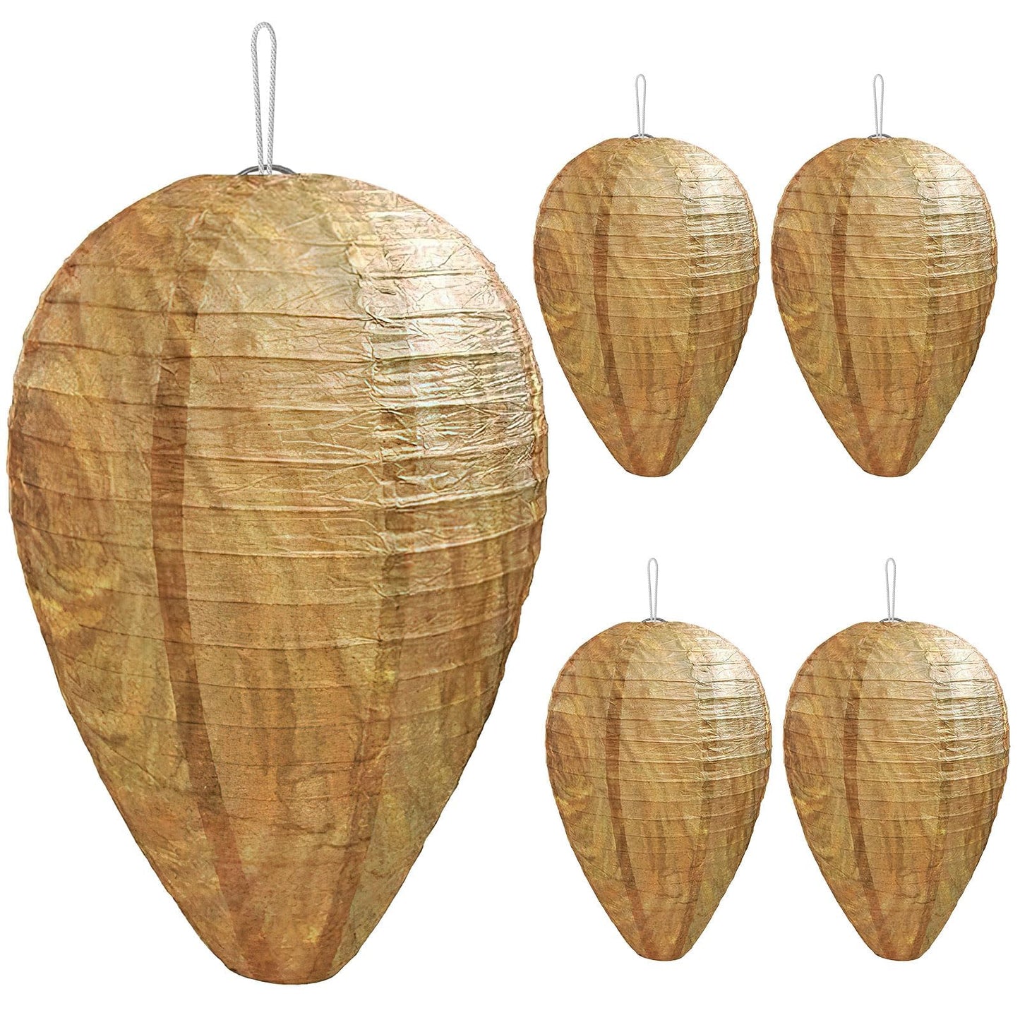 DECYOOL Mini Size Paper Wasp Nest Decoy Hanging Fake Wasp Nest for Wasps Hornets Yellow Jackets (4)