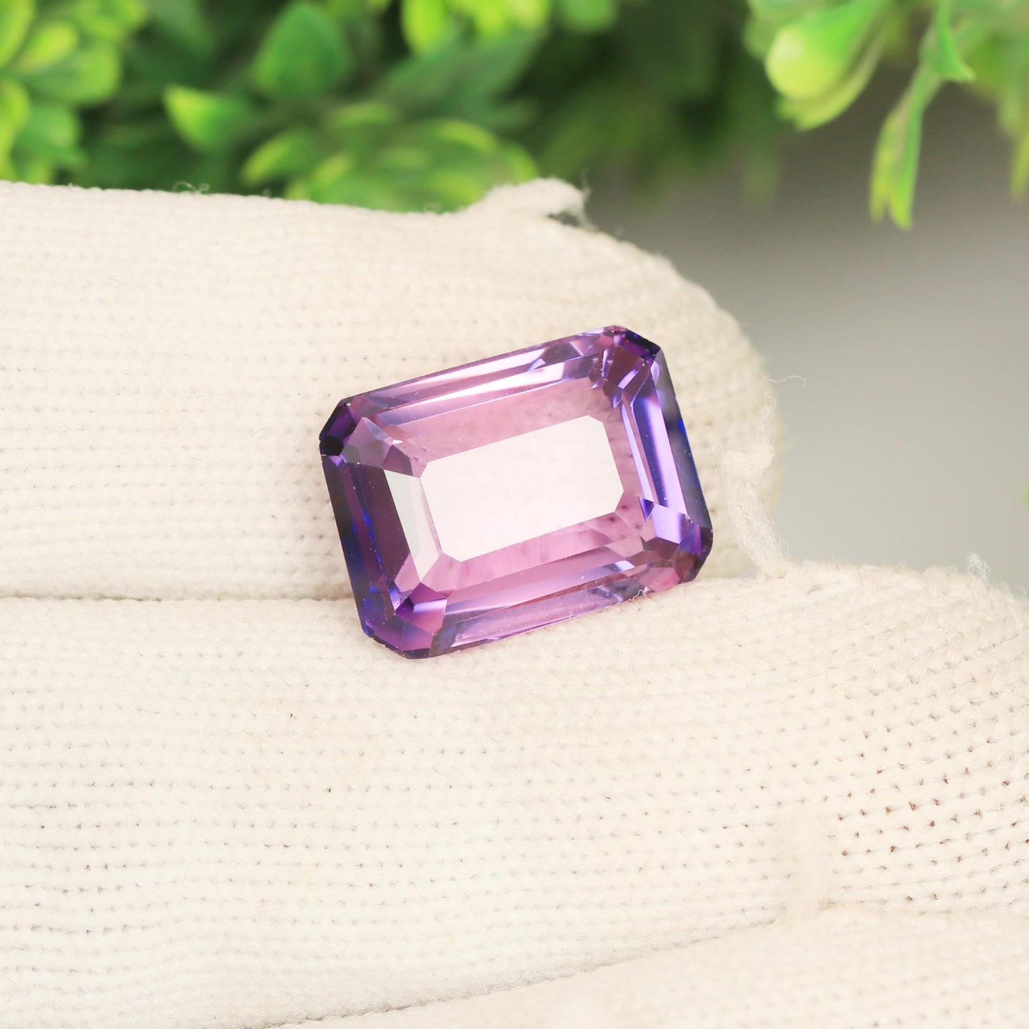 REAL-GEMS AAA+ 14.9 Carat Pink Kunzite Emerald Faceted Cut Loose Gemstone for Jewelry Making