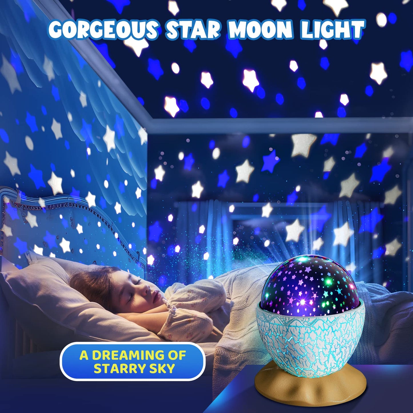 Dinosaur Toys for Kids Age 3-12 : Dinosaurs Egg Night Light Gifts for Boys 3 4 5 6 7 8 9 Year Old 2-in-1 Dino & Star Projector with 360° Rotation Timer for Boy Ages 3-5 Birthday Gift Decor