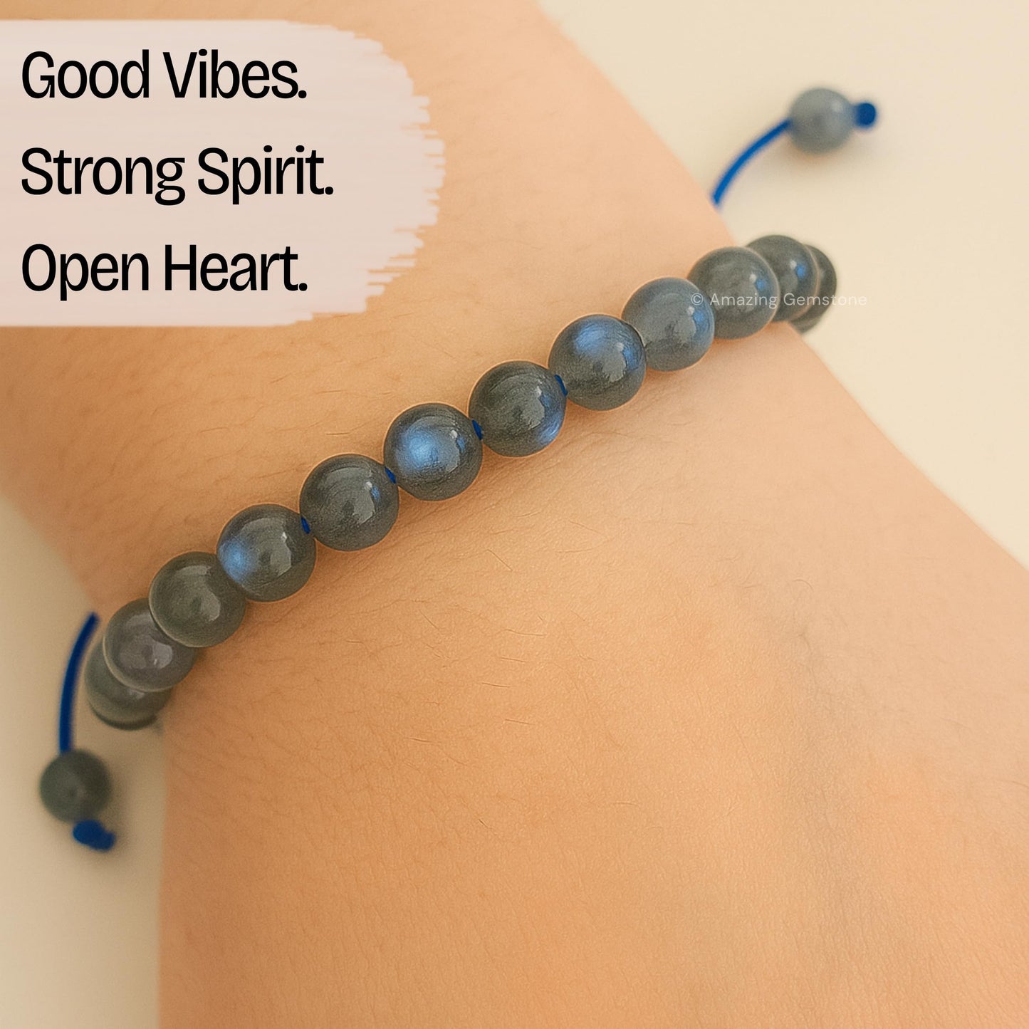Amazing Gemstone Labradorite Bracelet, Gifts For Men & Women - Protection Healing Crystal Bracelet - 8mm Gemstone Beaded Adjustable Bracelet, Pulseras Para Hombres Mujer Stocking Stuffers