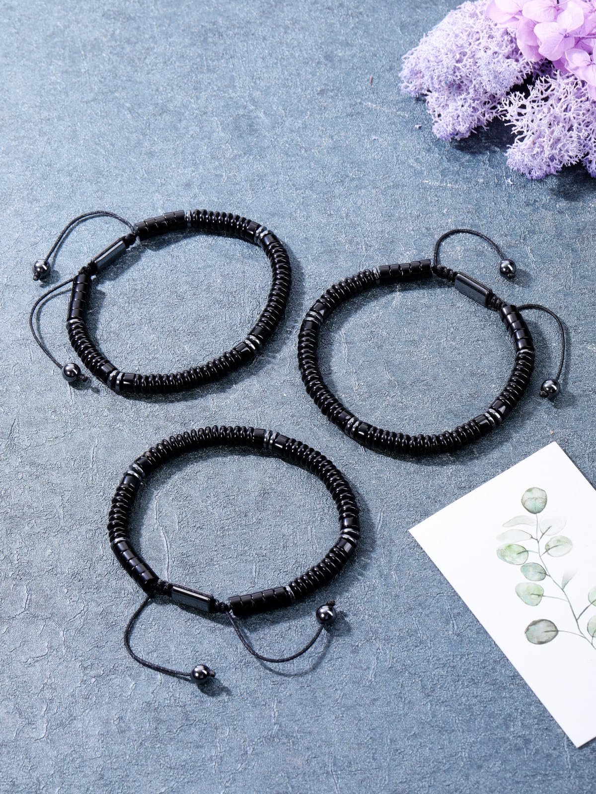 Jovivi Healing Crystal Bracelet for Men Hematite Black Obsidian Gemstone Beaded Bracelets Adjustable Protection Crystals Natural Stone Beads Bracelet for Men Women Anxiety Relief