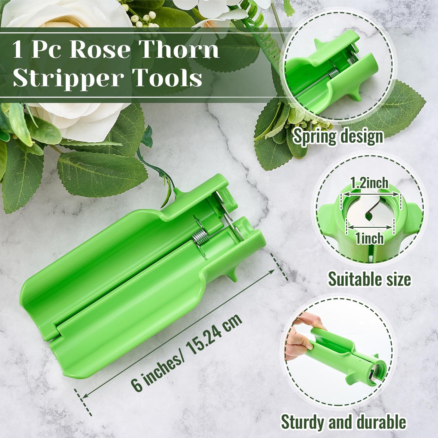9 Pcs Rose Thorn Remover Set Include 1 Flower Thorn Stripper Tool 5 Floral Tape 1 Flower Scissor 1 Curve Gardening Scissors 1 Pair Gardening Gloves for Valentine Women Mother Gift (Green)