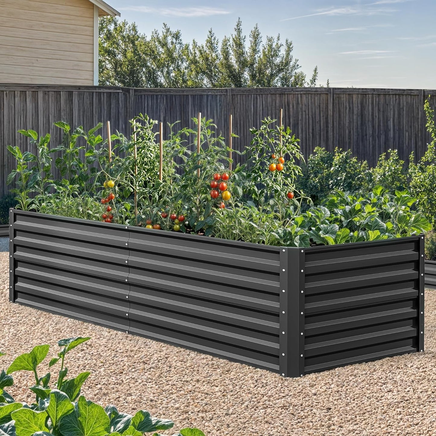 YITAHOME 6x3x2ft Galvanized Raised Garden Bed Kit, Large Metal Planter Box with Gloves & Support Rod, Outdoor Flower Bed for Plants Vegetables, Black