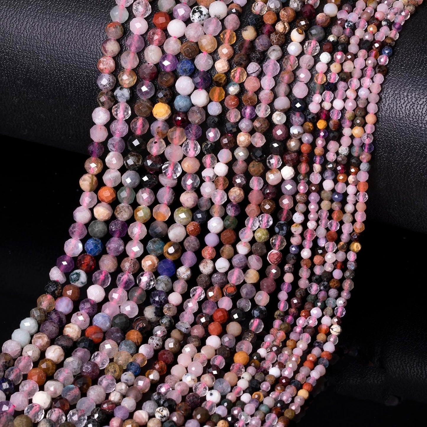 2mm 180pcs Natural Duobao Crystal Stone Beads, Songxi Small Faceted Round Loose Gemstone Beads for Jewelry Making, DIY Art and Craft, Bracelet for Necklace (1 Strand)