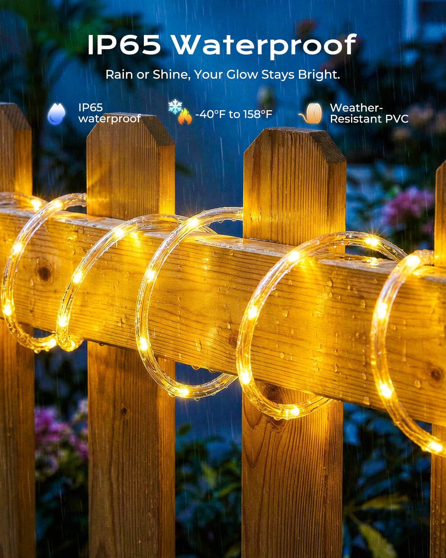 Brightown 2 Pack Solar Rope Lights, Total 78FT 200LED Warm White Solar String Lights Outdoor, IP65 Waterproof Solar Powered Fairy Lights with 8 Lighting Modes for Yard Garden Patio Tree Decoration