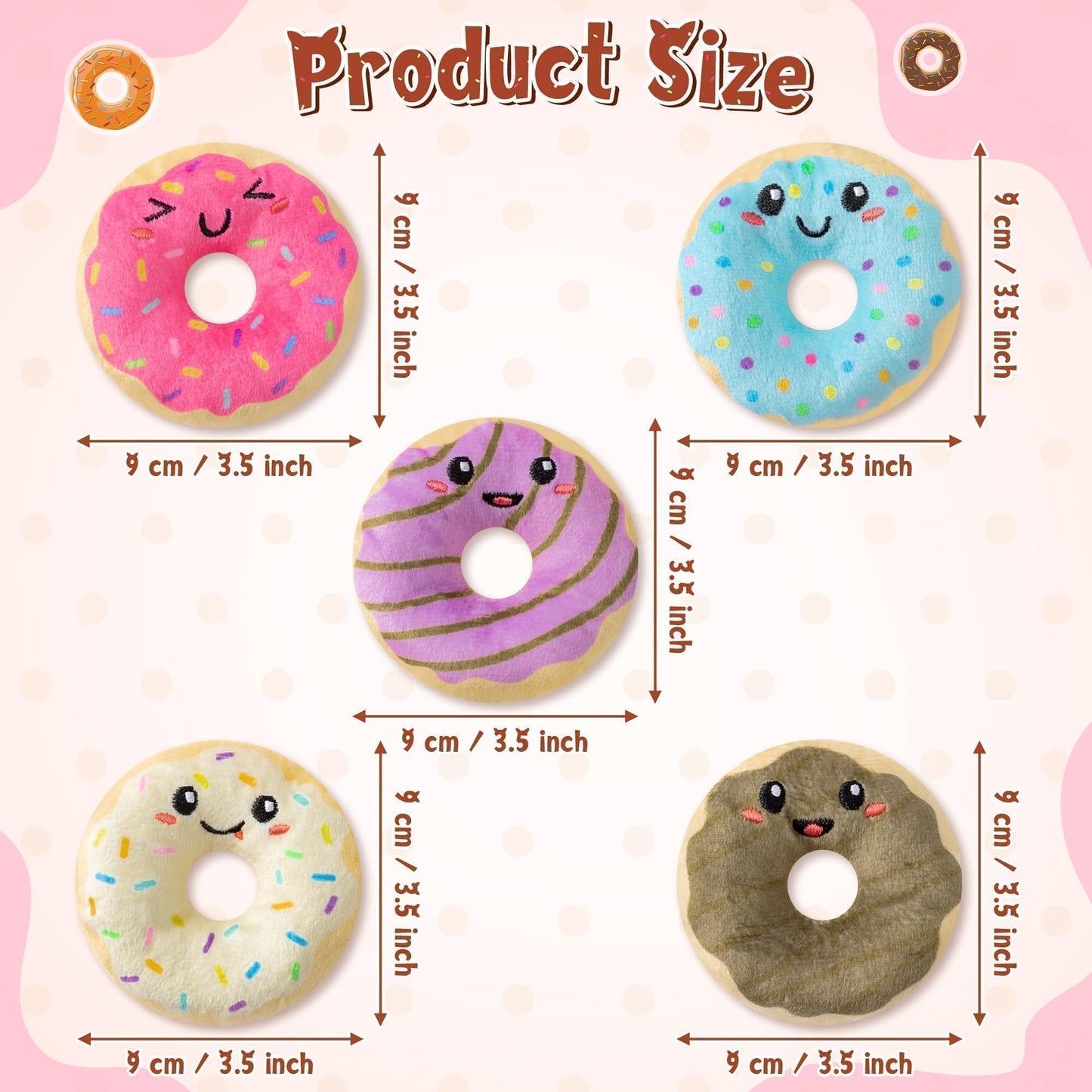 L1rabe Donut Catnip Stuffed Toys for Cats - 5Pcs Summer Gift Funny Dessert Organic Cat Toys Pet Supplies, Indoor Cats Chew Bite Teething Tools Kittens Catmint Birthday Present Interactive Supplies