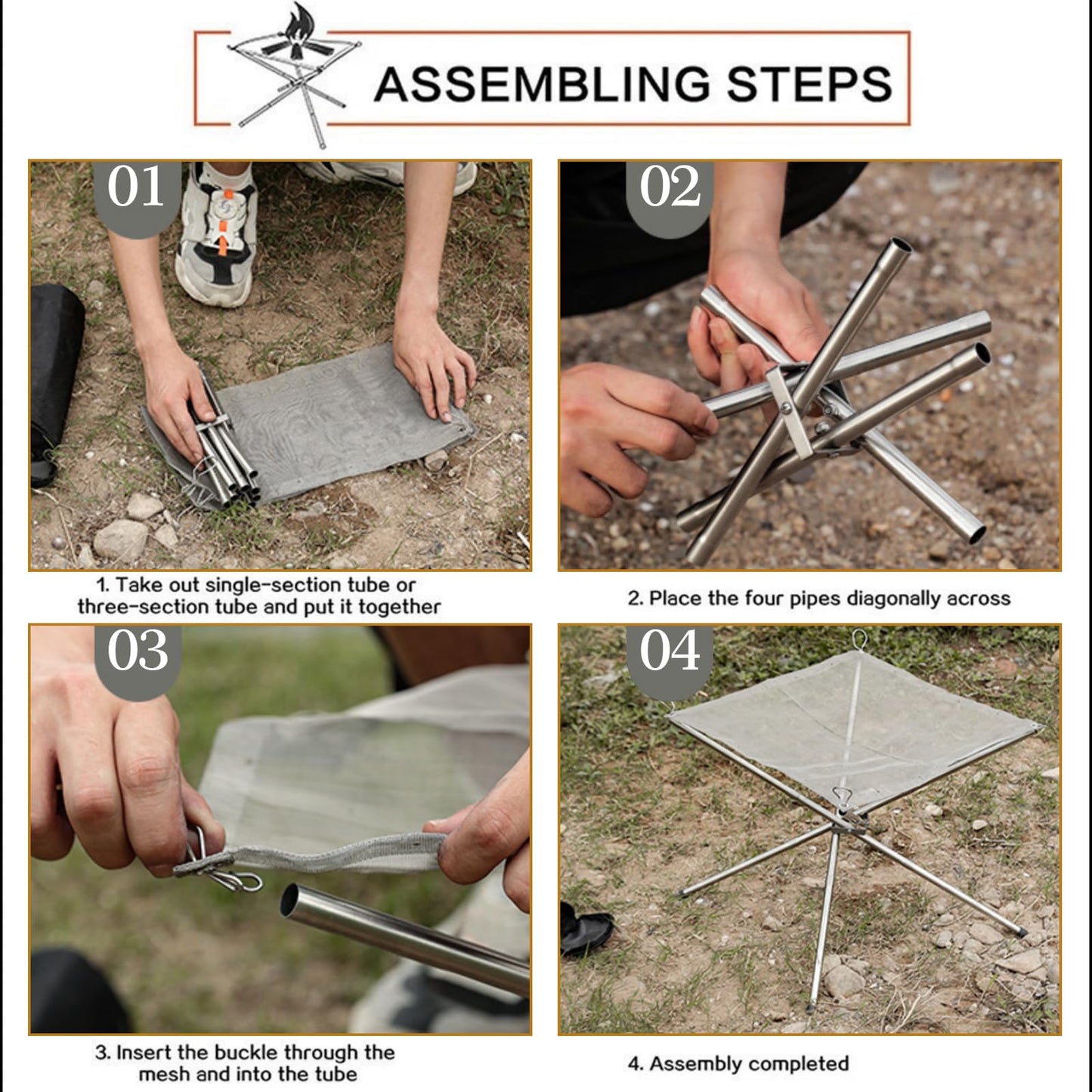 22″Portable Fire Pit for Camping,Large Upgrade Collapsing Stainless Steel Mesh Outdoor Fire Pits for BBQ Heating,Bonfire,Barbecue,Patio,Backyard,Garden(Carrying Bag Included)