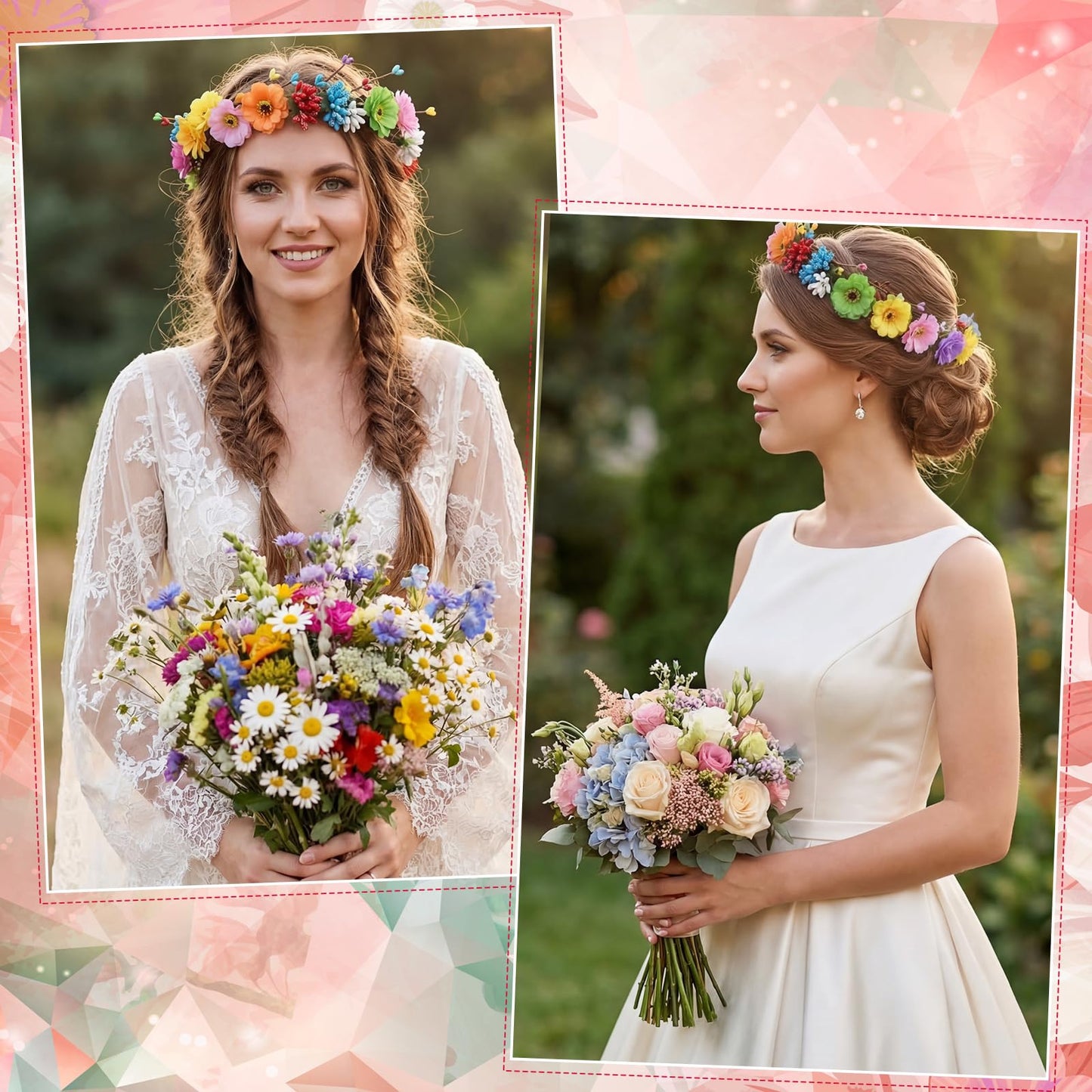 Suncalla 30 Sets Flower Crowns Making Kit, Make Your Own Flower Crown Wreath Garland Headbands and Bracelets Craft Kit Handmade DIY Floral Hair Accessories Gift for Women (Hibiscus)