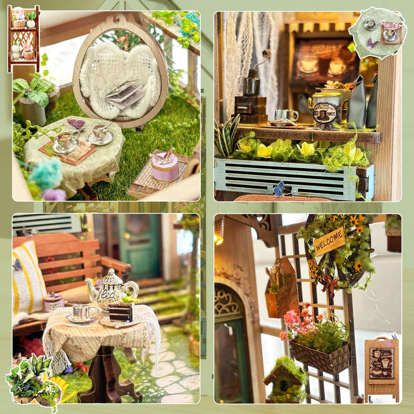BELEEV Book Nook Kit, DIY Miniature Dollhouse Kit, 3D Wooden Puzzle for Adult and Teens, Booknook Bookshelf Decor Craft with LED Light, Gifts for Women Teens and Puzzle Lovers - Sylvia Garden
