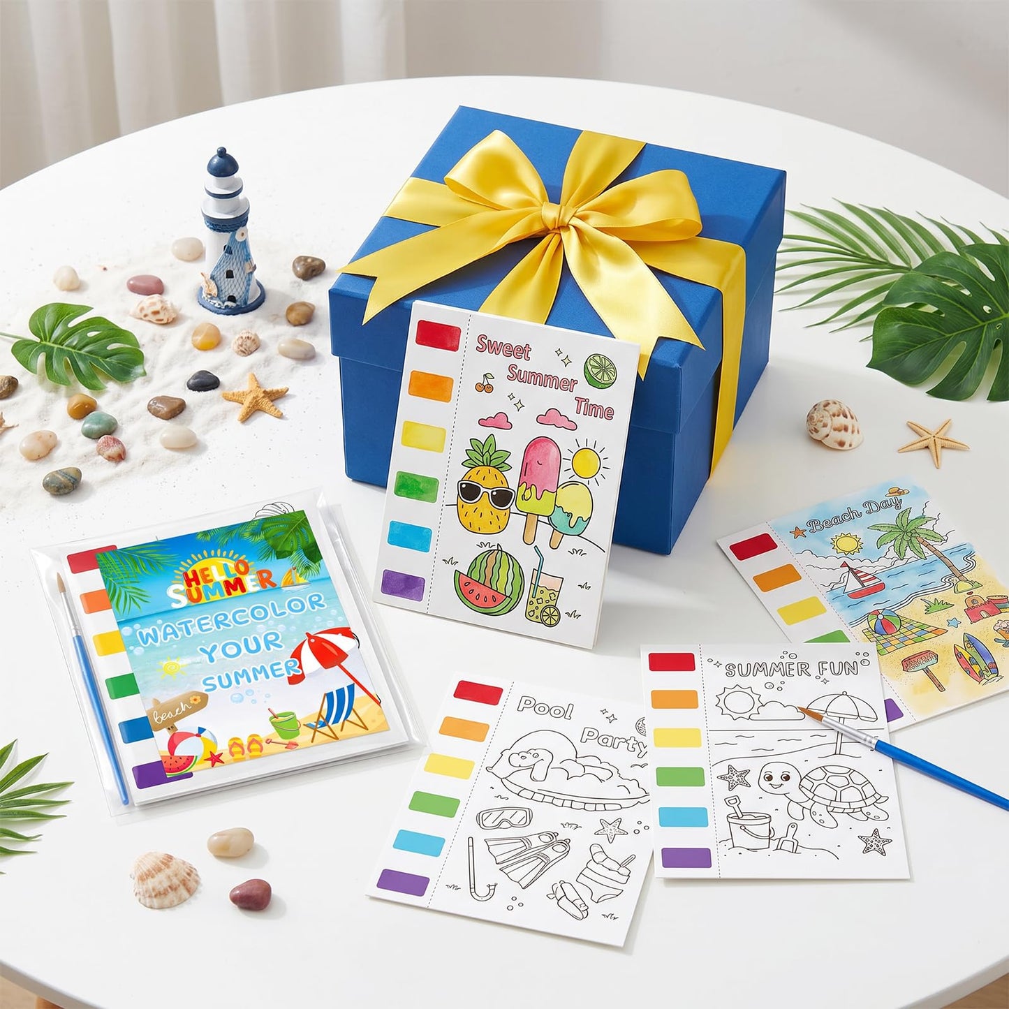 Zoyeven 144 Pcs Summer Watercolor Coloring Books Summer Party Favors End of Year Gifts Art and Crafts Well-Packaged Classroom Reward Prizes School Activity