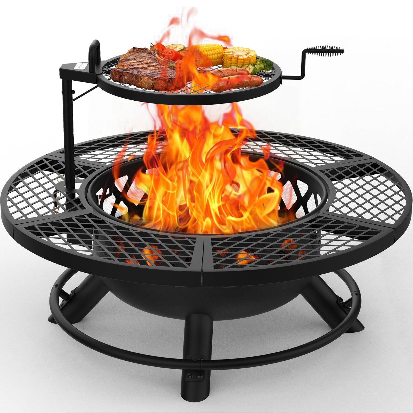 BALI OUTDOORS Fire Pit with Poker, 40 inch Outdoor Fire Pit Patio, Wood Burning Firepits for Outside with Grill