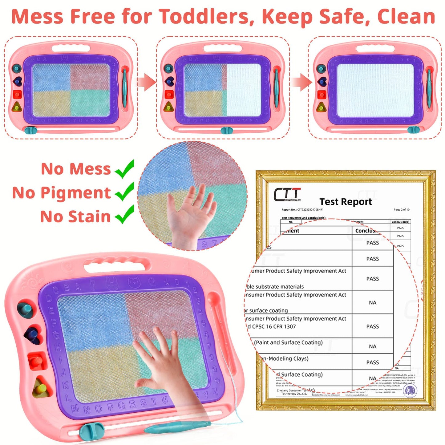 Wellchild Magnetic Drawing Board,Toddler Toys for Girls Boys 3 Year Old Gifts, Magnetic Doodle Board for Kids, Large Etch Magnet Sketch Doodle Pad, Christmas Easter Birthday Gifts for Kids