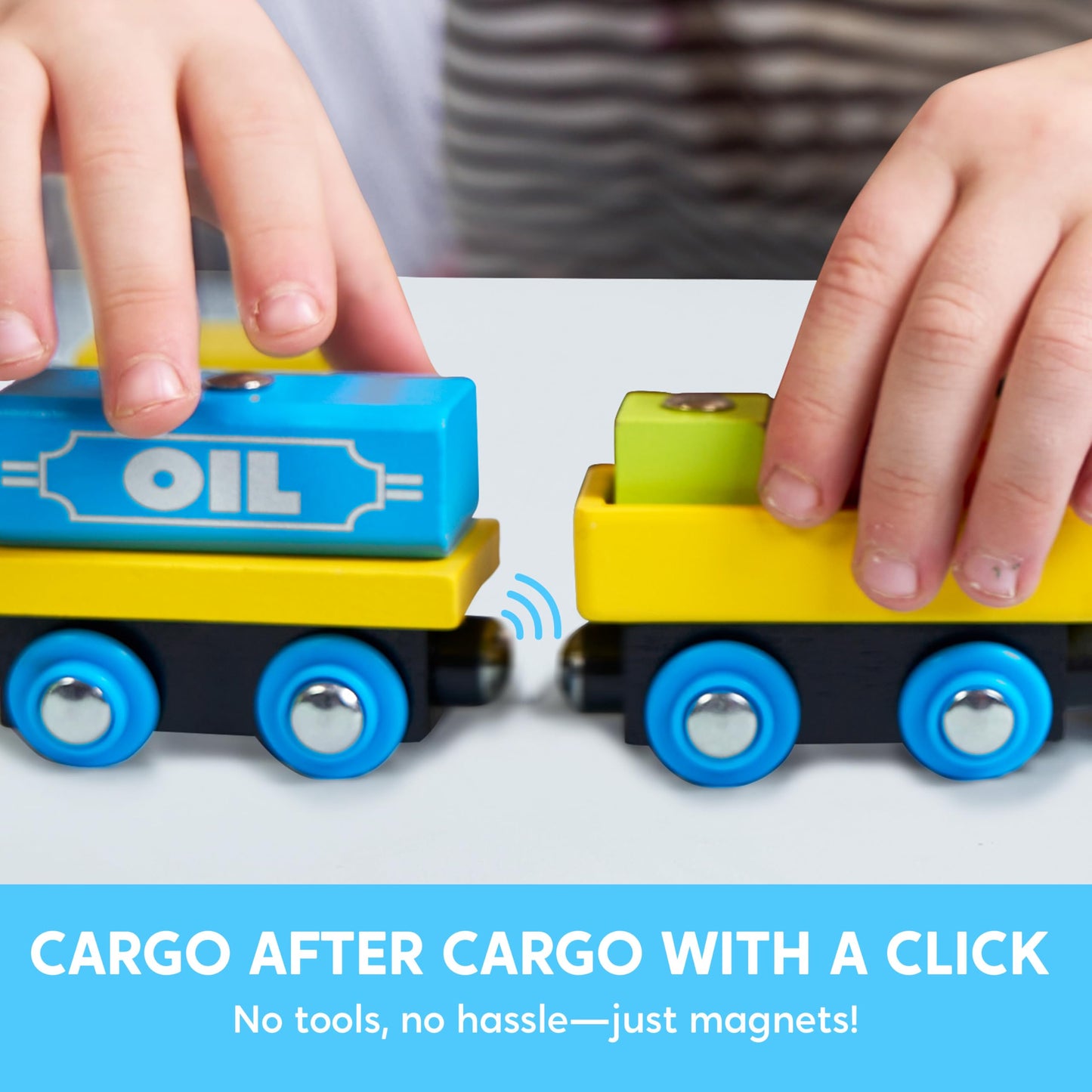 Montessori Wooden Train Toy Set for Kids, 12PCS Magnetic Train Cars with Storage Gift Box, STEM Educational Toy for Boys & Girls, Ages 2-8 Years, Easter Birthday Party Gift