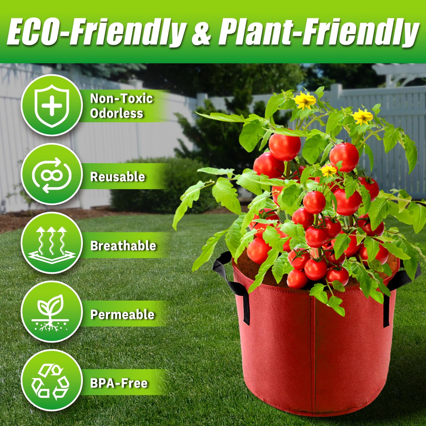 Sinimaka 7 Gallon Grow Bags, 7 Pack Colorful Fabric Plant Pots with Handles for Garden and Outdoor Planting
