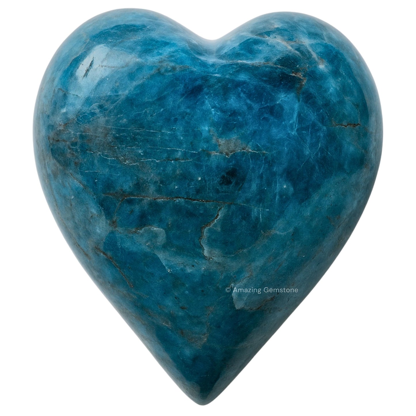 Blue Apatite Crystal Heart Palm Stone - Pocket Massage Worry Stone for Natural Body Chakra Balancing, Reiki Healing and Crystal Grid