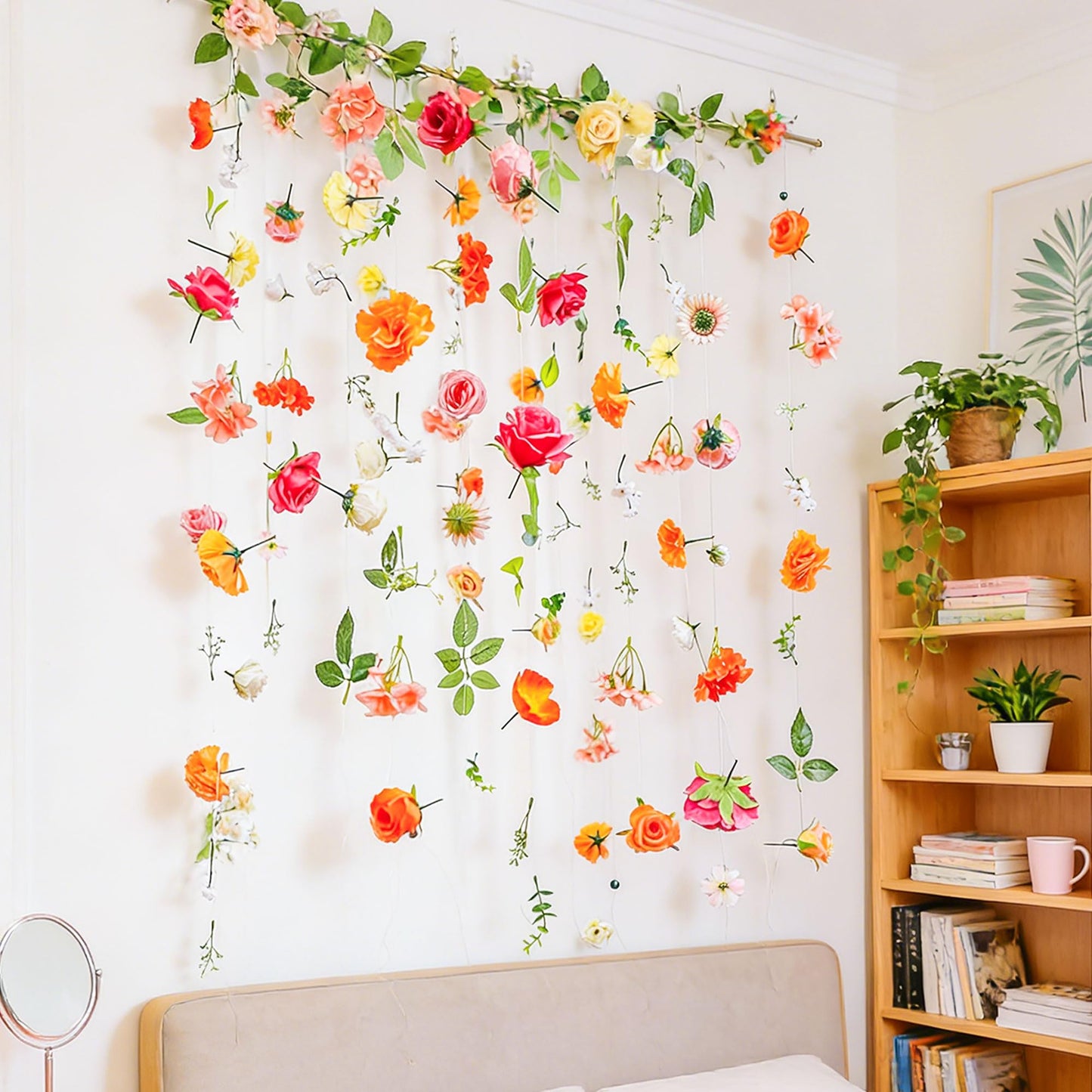 6.5 ft Flower Garlands Hanging Artificial Wildflower Wall Decor Ceiling Floating Floral Backdrop Flower Garland for Garden for Birthday Party Supplies