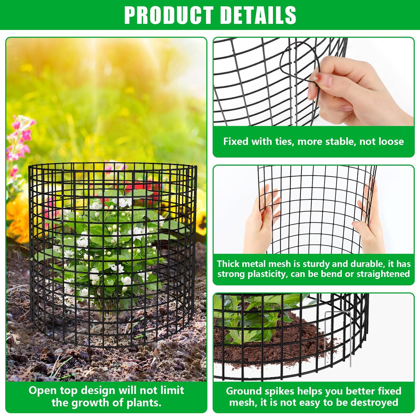 RGJ 5 Pack Plant Protector from Animals, 13x12 inch Wire Plant Cages Mesh Plant Cage Garden Plant Protector, Sturdy Bunny Barricades Chicken Wire Cloche Plant Protectors for Keeping Bunny Animals Out
