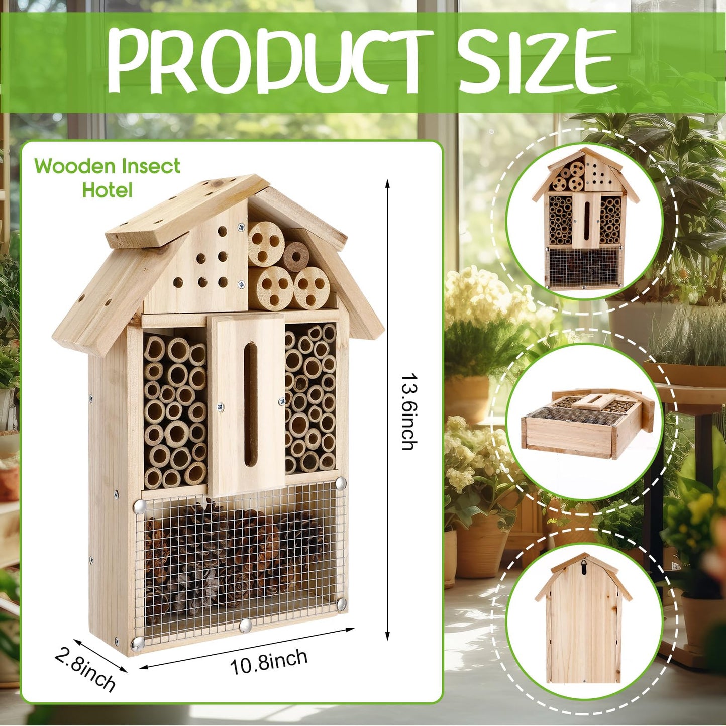 2 Set Bug Hotel Kit DIY Insect Hotel Lady Bug House for Garden DIY Cedar Wood Craft for Butterfly, Ladybird, Beneficial Insect Habitat Mason Bee House, 13.6 x 10.8 x 2.8 Inch(B)