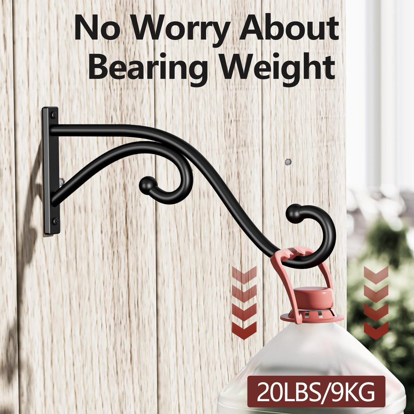 Qiuzido Plant Hook Hanging Plant Brackets - 2 Pack 10 Inch Plant Hanger, Metal Plant Wall Hooks for Hanging Flower Basket, Lanterns, Bird Feeder, Wind Chimes Indoor & Outdoor.