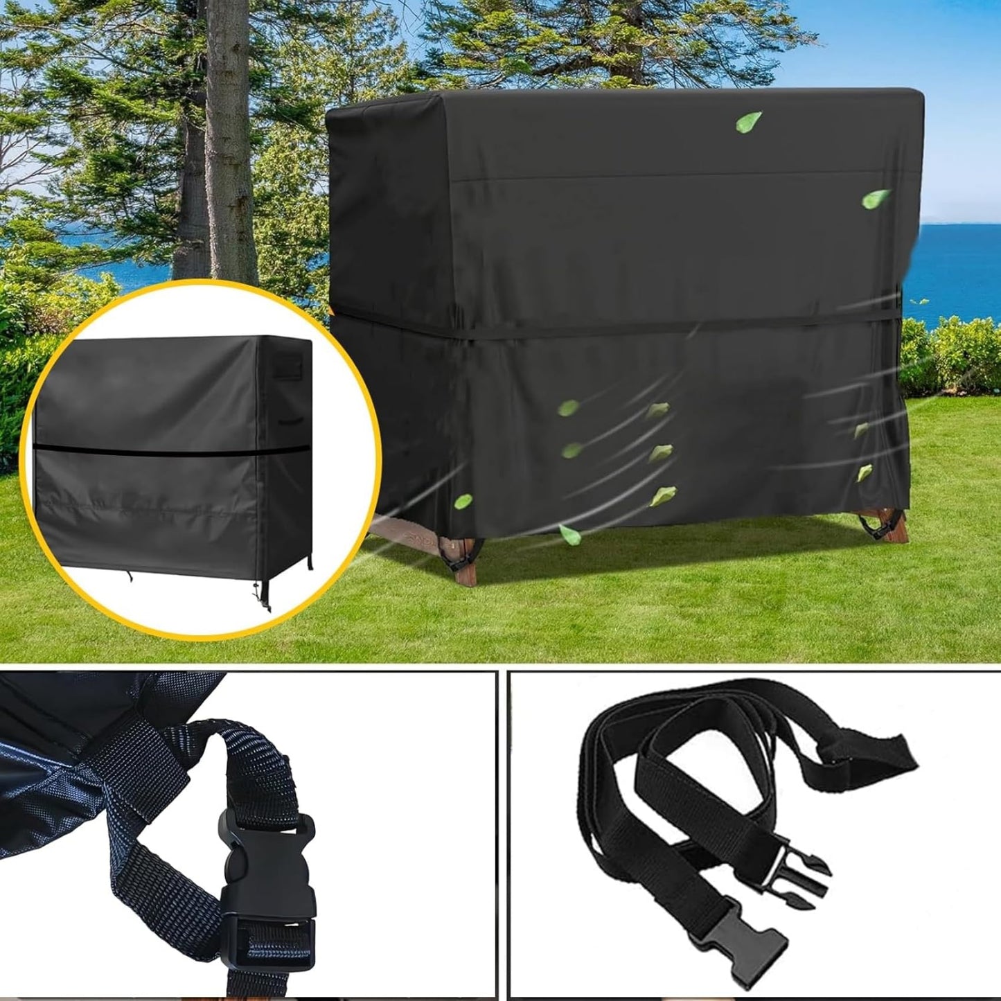 Outdoor Swing Covers 3 Seater Waterproof Patio Hammock Garden Porch Swing Cover Garden Glider Chair Cover UV Resistant Swing Canopy Covers All Weather Protection (87 x 49 x 67inch)