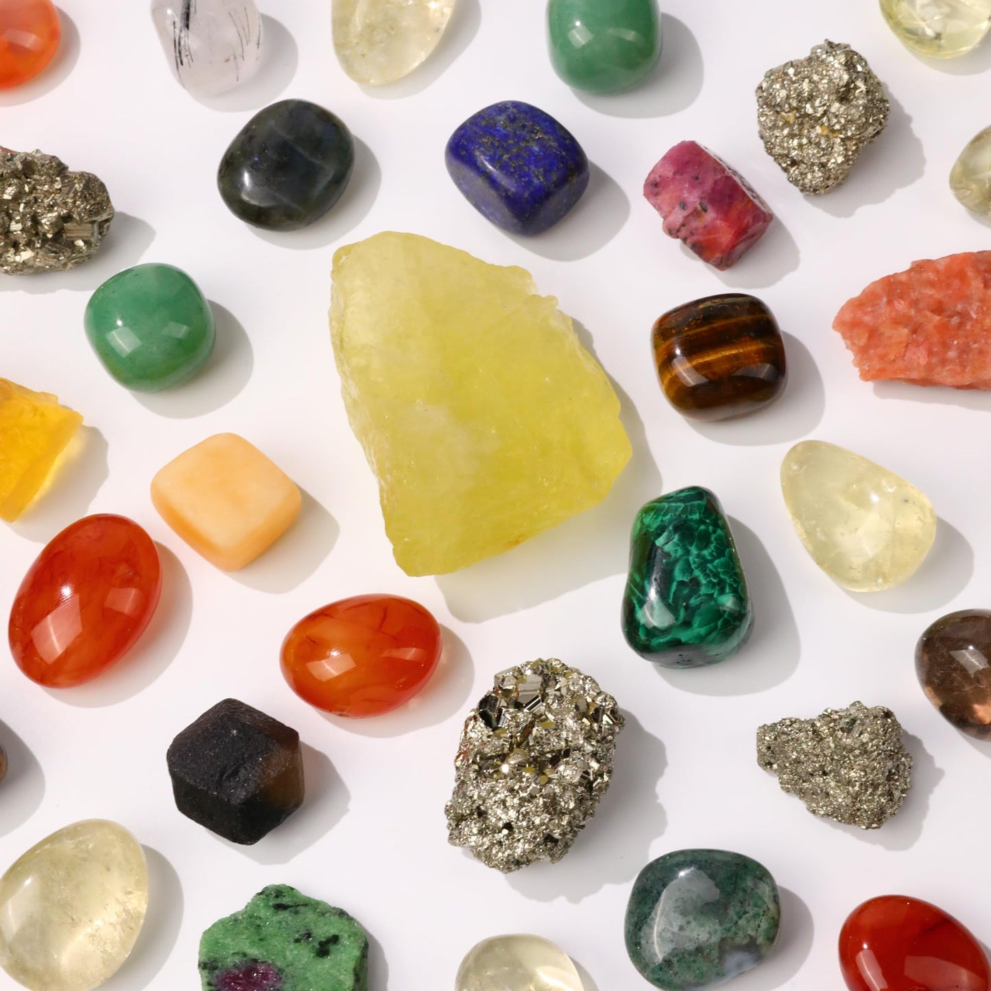 Oletiacisi 38 Pcs Crystals and Healing Stones. 65 oz Healing Crystal Set for Meditation, Crystal Collection, Decor. Oletiacisi Crystal Abundance Set. Sacred Geometric mat Help Setup a Crystal Grid