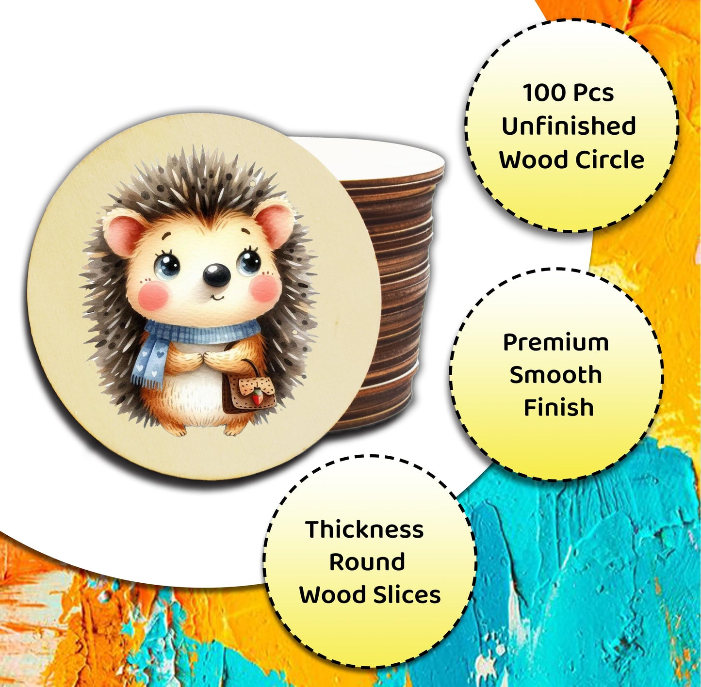 100 Pcs Unfinished Wood Circle 2 inch Wood Disc 0.1'' Thickness Round Slices Wood Blanks Wooden Cutout Natural Slices Ideal for Crafting Writing DIY Project Ornament Painting Art Home Decoration