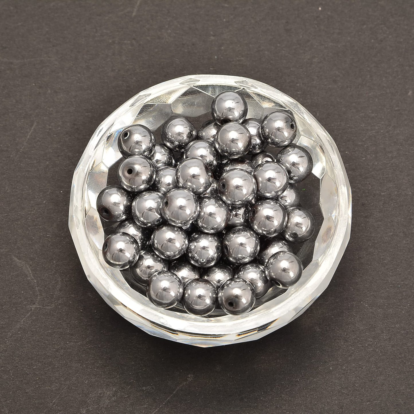 jodaying 10mm Silver Plated Hematite Smooth Round Natural Gematone Loose Beads for Jewelry Making DIY Findings 1 Strand 15"