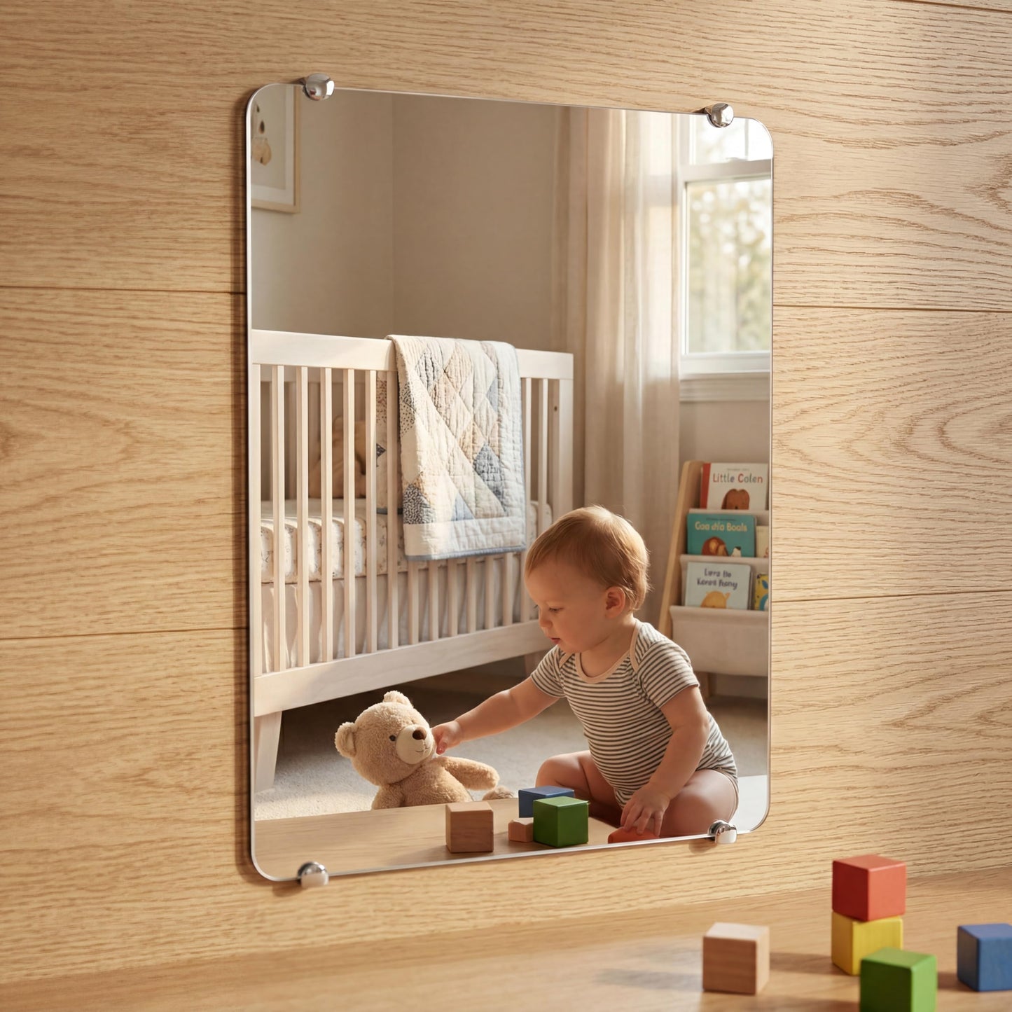 iCAGY Acrylic Mirror for Wall for Kids Adults Bedroom Door Closet Acrylic Shatterproof Self-Adhesive Lightweight Plastic Mirror Tile Sheet, Reflective Safe Plexiglass - Silver 10x12 inch 1 Pcs