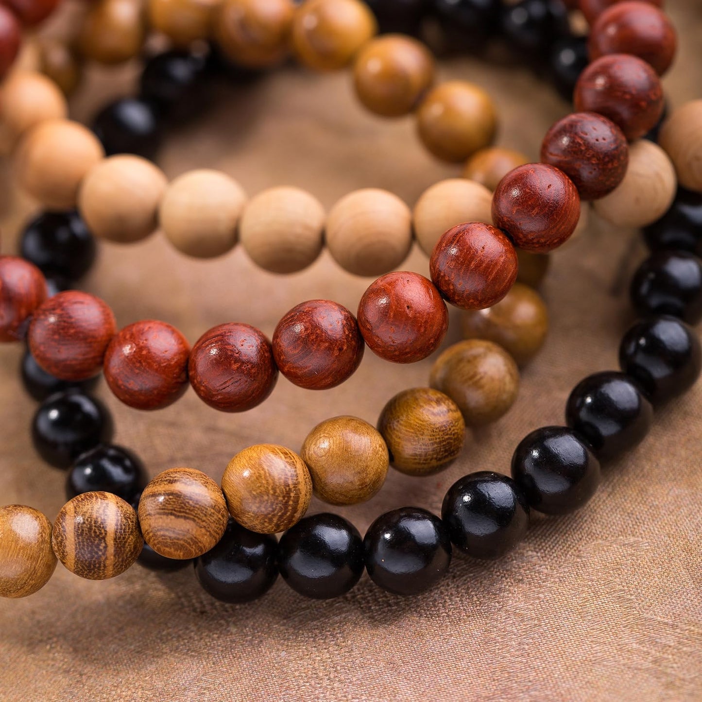 Lqdcyyat 6Pcs 8mm Wooden Beaded Bracelet Bangle for Men and Women Elastic