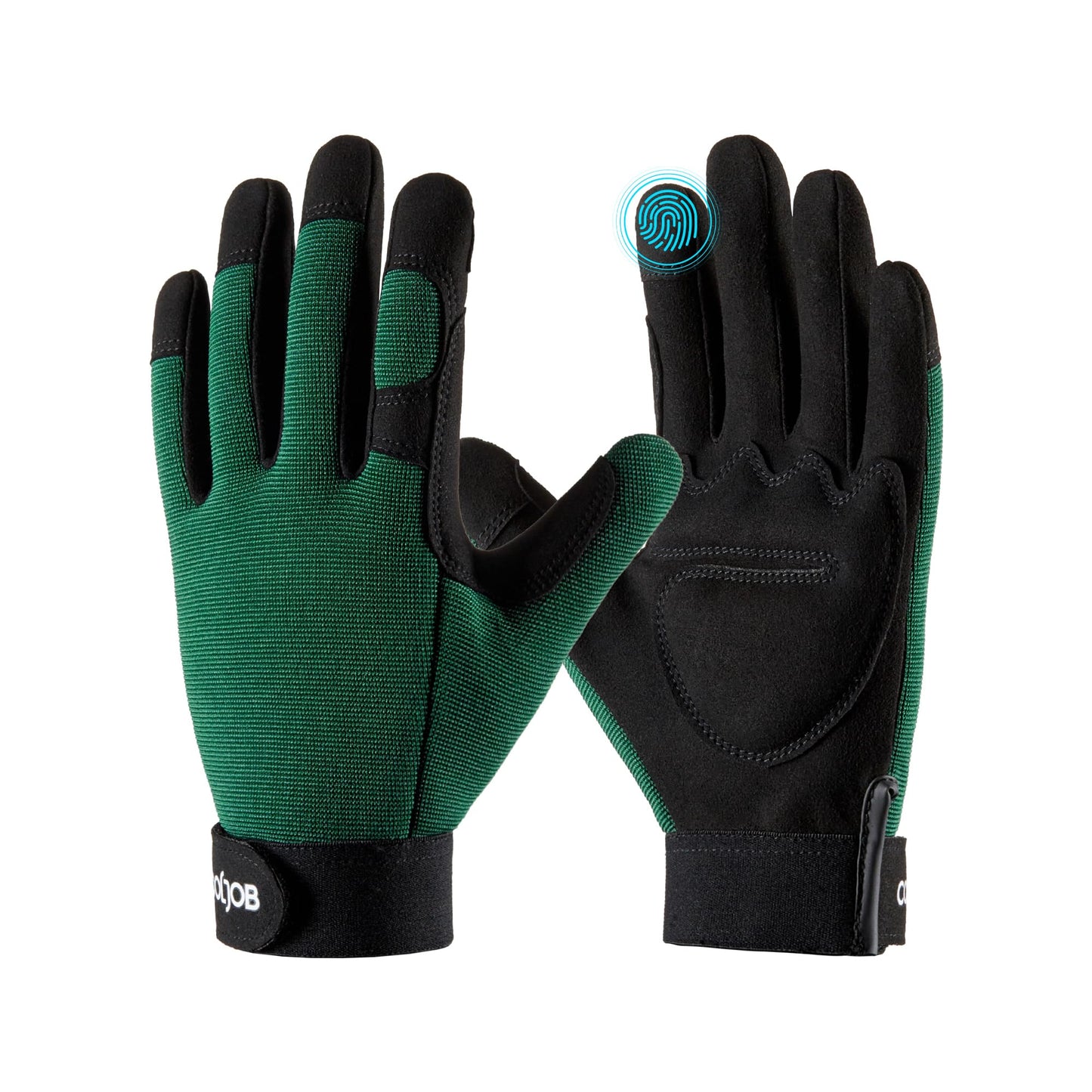 COOLJOB Thorn Proof Garden Gloves with Touchscreen Fingers for Men, Rose Pruning Work Gloves with Palm Cushion for Gardener, Farmer and Landscaper (Green 1 Pair Medium)