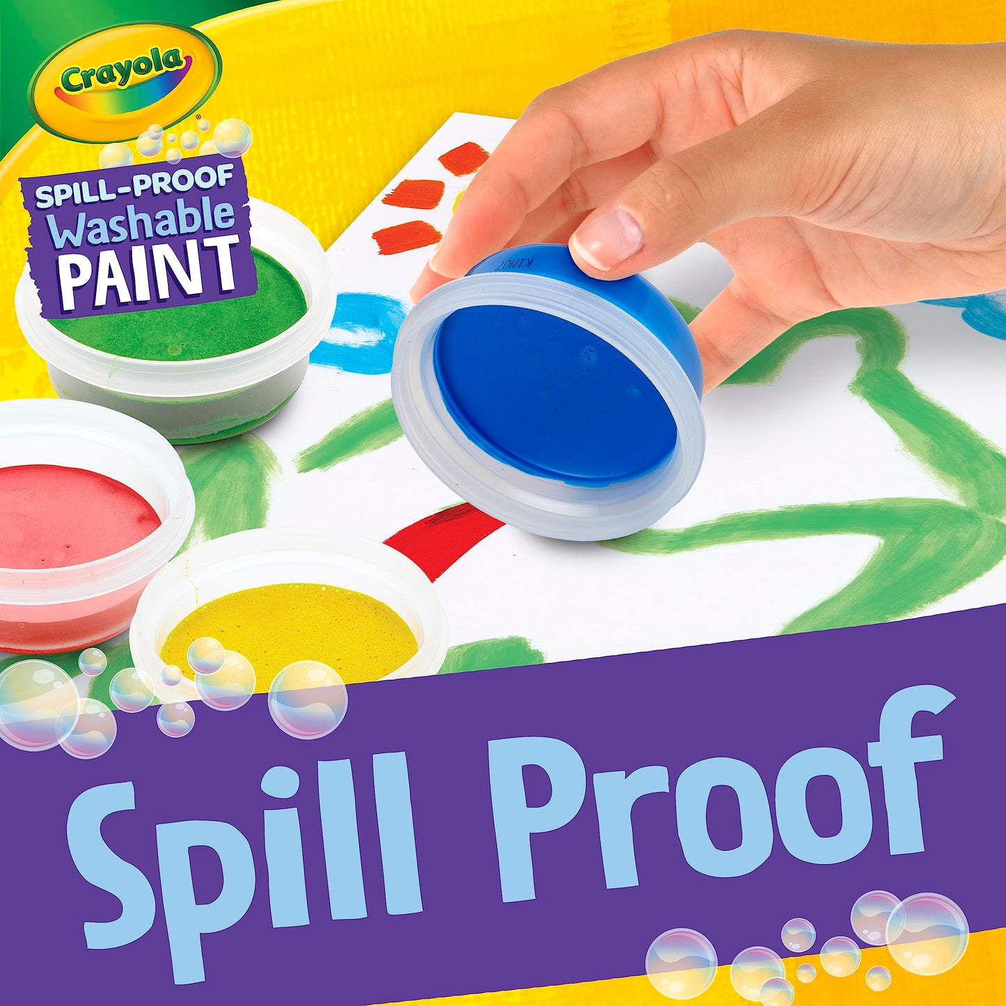 Crayola Spill Proof Paint Set Washable Paint for Kids, Teacher School Supplies & Essentials, Includes Brush & Paper, Arts & Crafts, Toddler Gift, Ages 3+