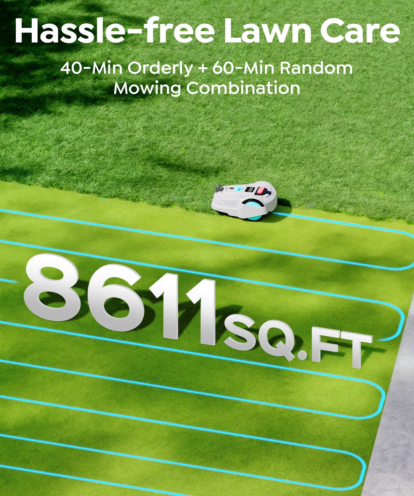 YARDCARE M800Plus Cordless Robot Lawn Mower with GPS + Visual Navigation, Bow-Shaped Path Mowing, APP Control, 4.0Ah Automatic Robotic Lawnmower for 1/5 Acre, Obstacle Avoidance, Height Adjustment