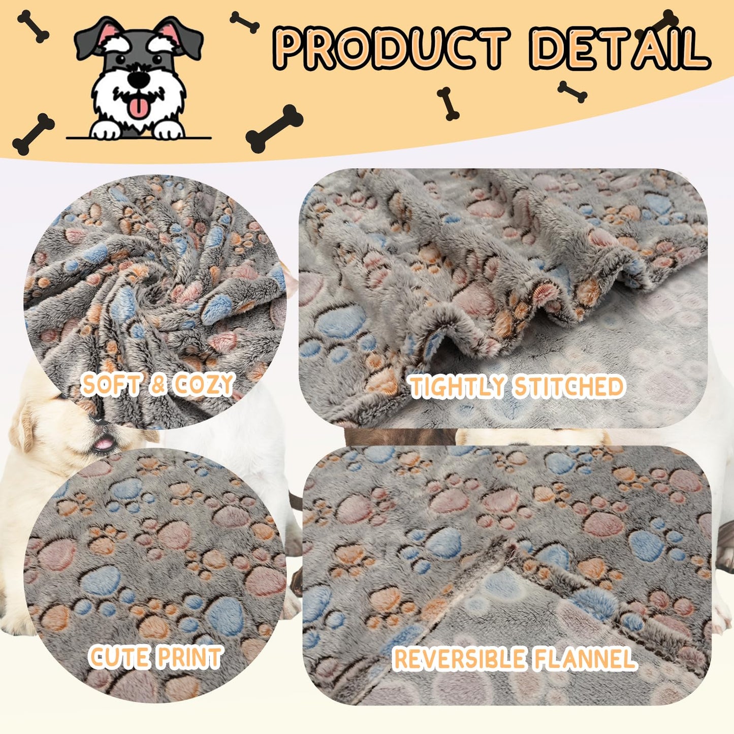 Rezutan 1 Pack 3 Blankets for Dogs, Dog Blanket for Large & Medium Pet Cat, Premium Soft Fluffy Suitable for Dog Kennels & Beds, Sofas, Gifts Puppy Essentials, 41x31inch, Tan