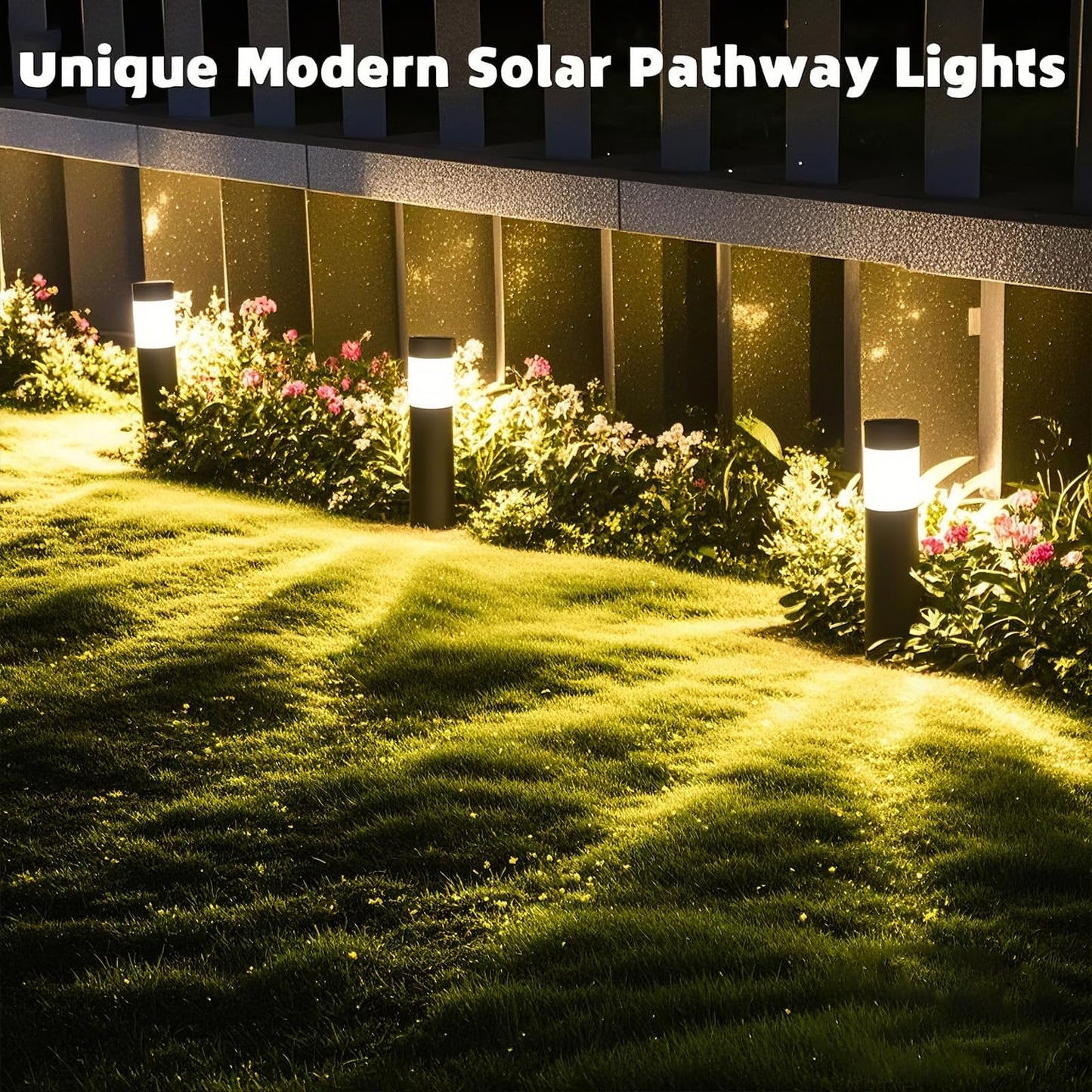 Sublume Solar Pathway Lights Outdoor, 4 Pack Large Metal Stainless Steel Solar Garden Lights, 3000K Brighter Outdoor Solar LED Lights for Yard, Path, Walkway, Driveway, Sidewalk, Landscape Lighting