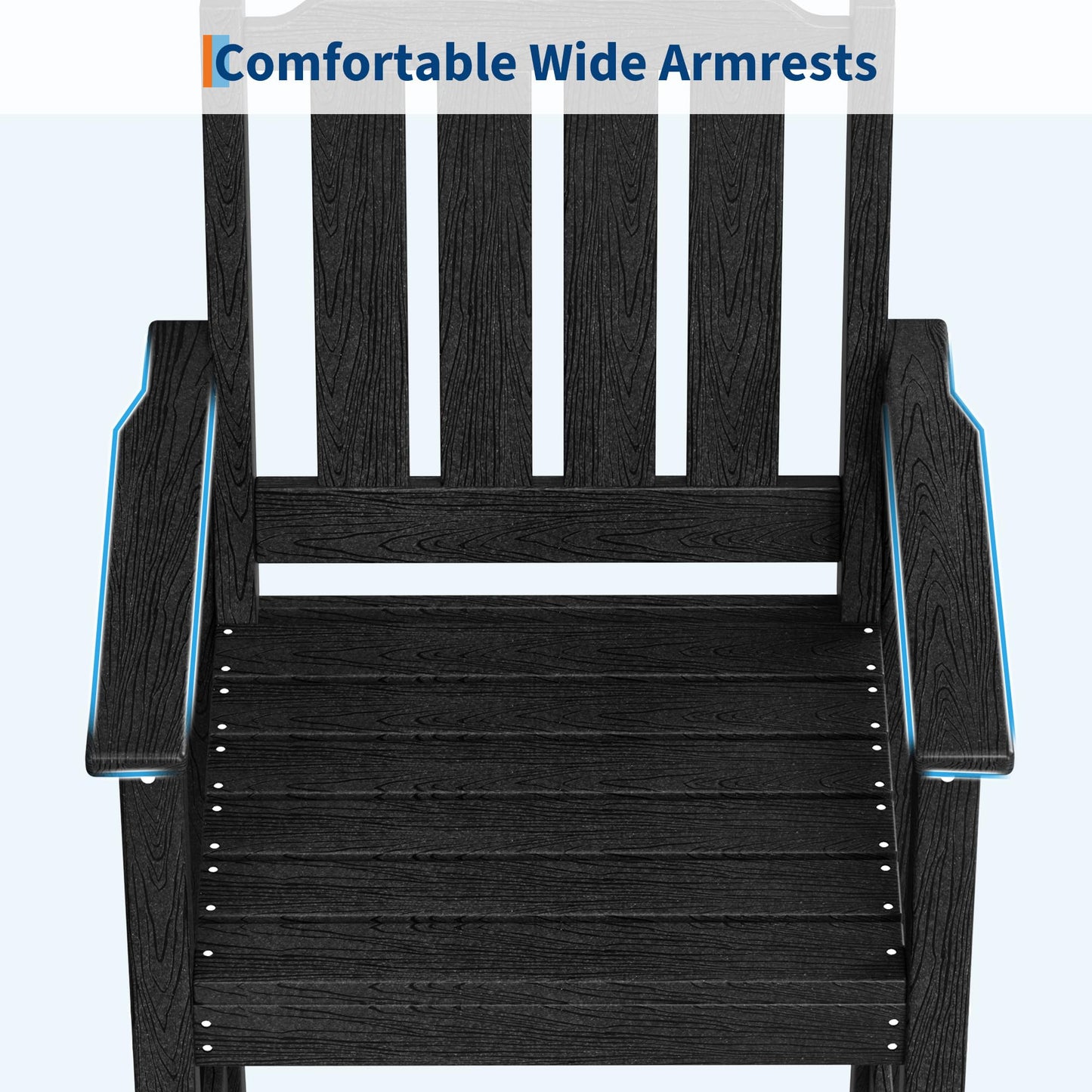 Garvee Outdoor Patio Bar Height Chair Set of 4, All-Weather HDPE Bar Height Barstools Widened Chair Set, Adirondack Chairs Set with Widened Armrests for Garden, Poolside, Bistro