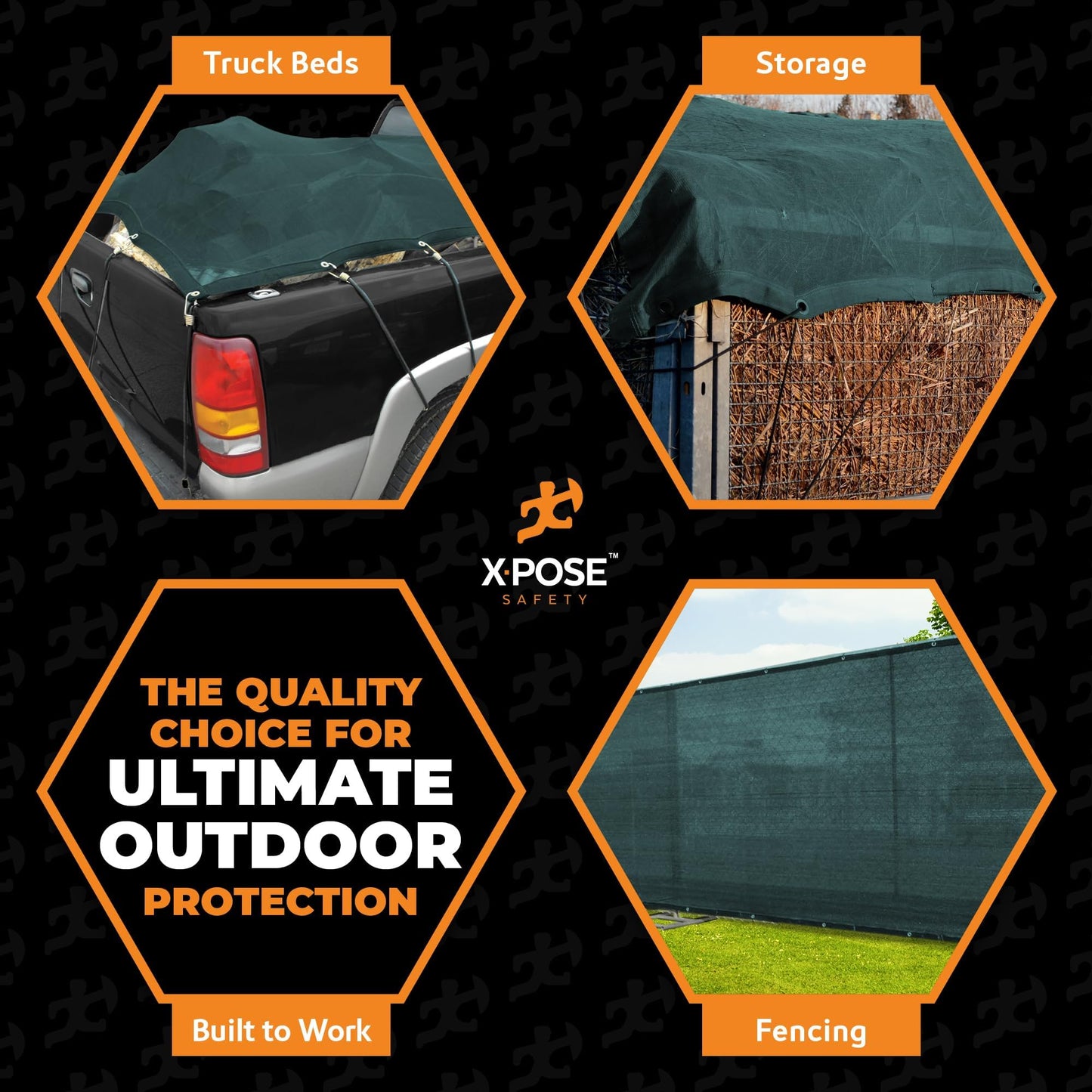 Xpose Safety Heavy Duty Green Mesh Tarp 12' x 12' (3-Pack) – 70% Sunblock Shade Cloth with Grommets for Garden, Fence, Privacy Screen, Canopies, Dump Trucks, Pool Cover – Tear & Weather Resistant
