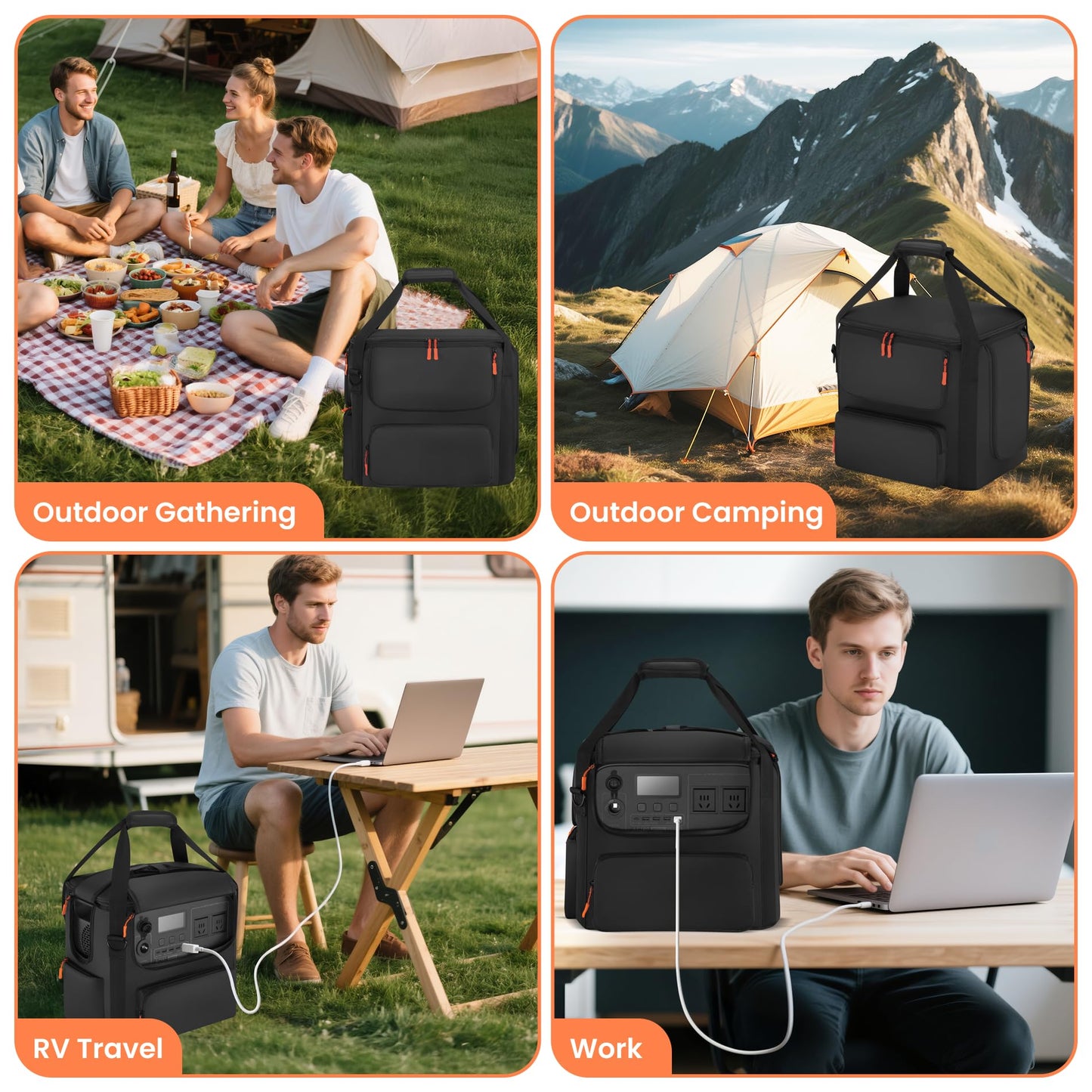 Portable Power Station Carrying Bag Compatible with BLUETTI AC180, Power Station Storage Case for Charging Cable and Accessories (BLACK, Without Retractable Handle)