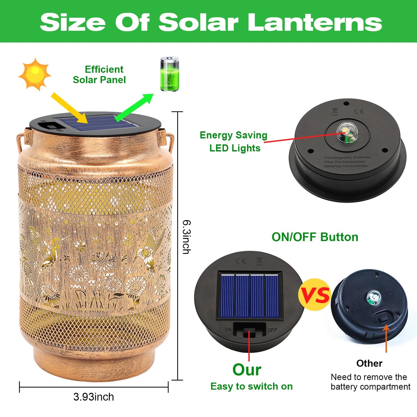 Mothers Day Gifts for Mom Women Grandma Birthday, Hummingbird Solar Lanterns Outdoor Waterproof Garden Decor, Metal Hanging Solar Lights for Yard Patio Pathway Backyard Porch