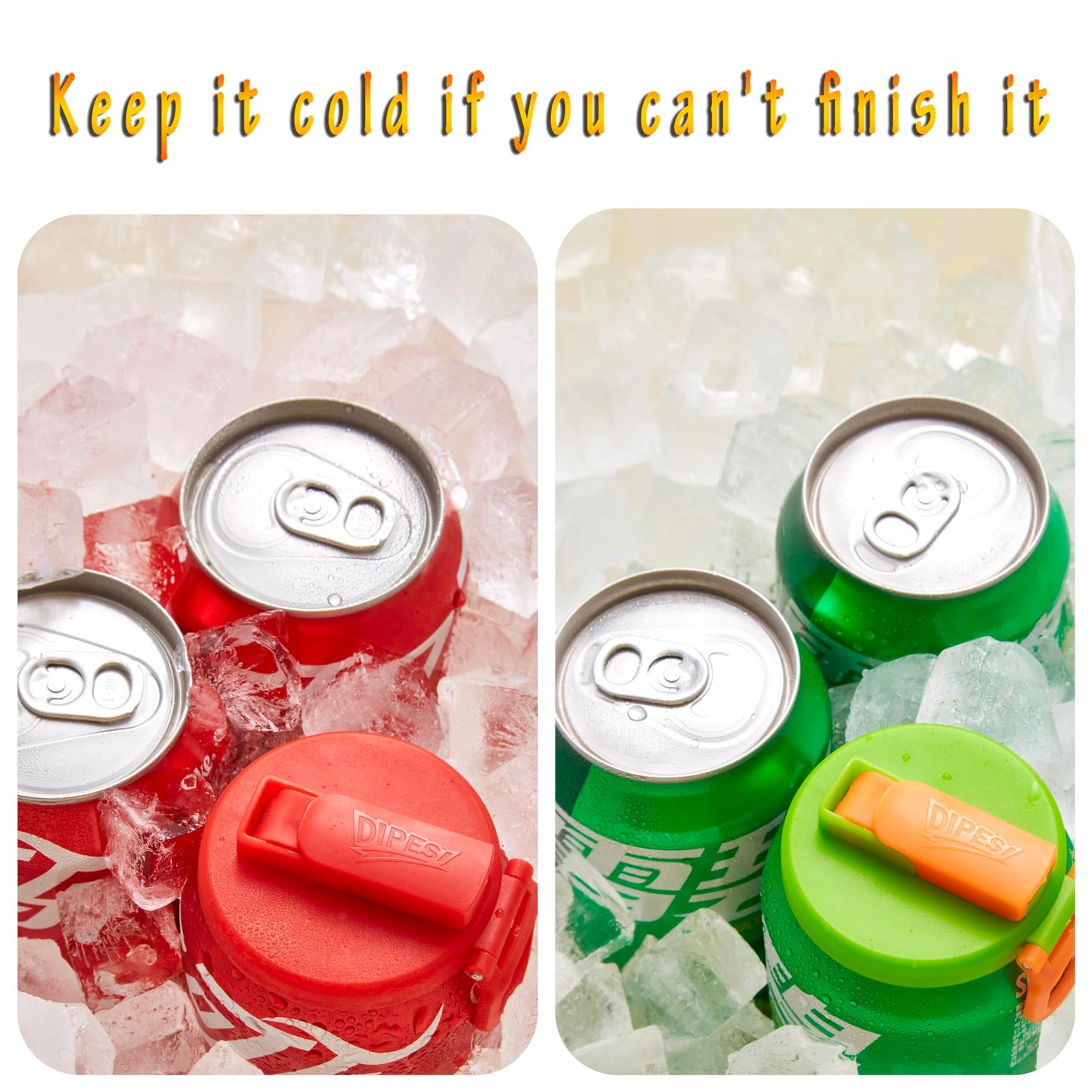 DIPESI 4-pack 4 Color Soda Can Lids with straw, Soda Can Covers with Silicone straw BPA-Free Reusable For Fits standard For Canned Beverage, Beer, Juice,Seltzer. (Colour mixture)