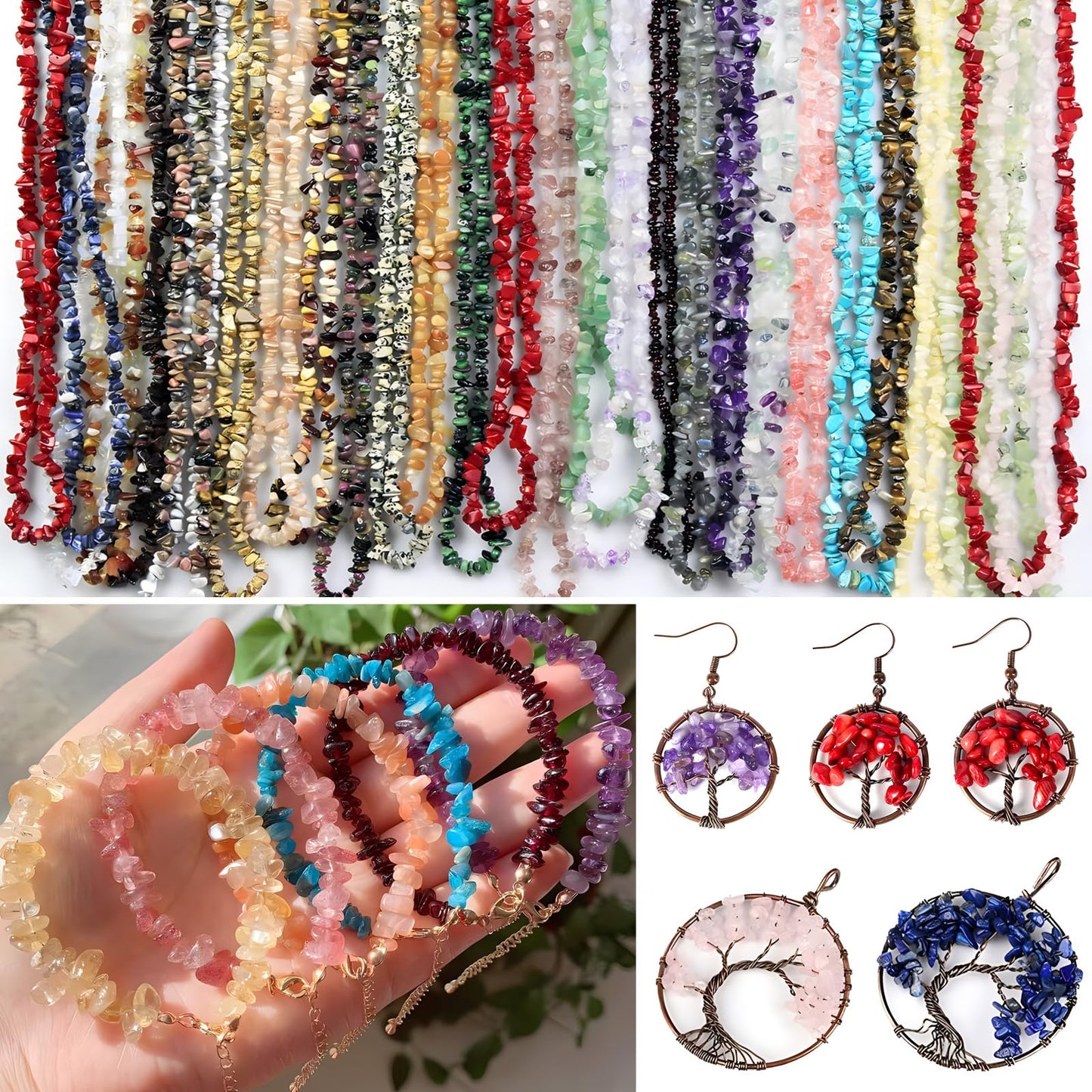Natural Chip Stone Beads 450pcs Cherry Quartz Chips 5-8mm Irregular Healing Crystal Rocks Hole Drilled DIY Loose Gemstone Beads for Jewelry Making Bracelet Earrings Necklace Crafting