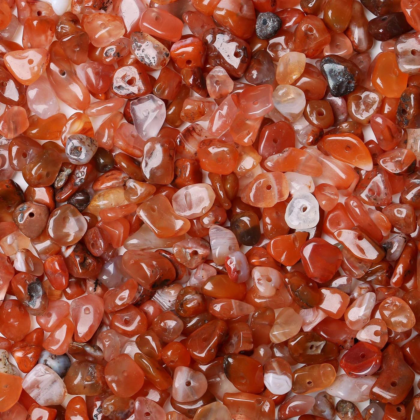 LAIDANLA Red Agate 400pcs Natural Chip Stone Beads 5-8mm Healing Crystal Irregular Gemstones Drilled DIY Loose Rocks Bead Crystal for Bracelet Earrings Necklace Jewelry Making Crafting