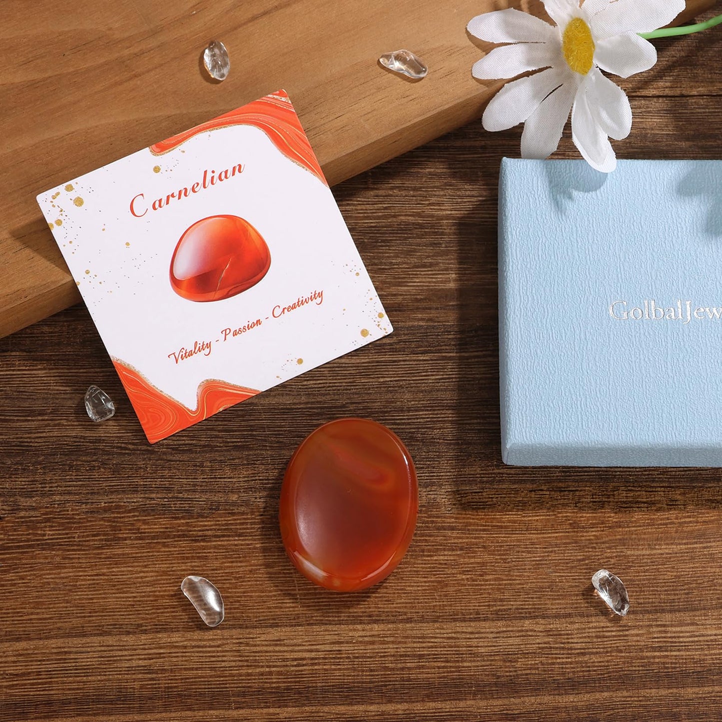 GolbalJew Carnelian Thumb Worry Stone for Anxiety Healing Crystals Sets, Hand Carved Crystals and Healing Stones, Meditation Crystal Reiki Natural Relax Palm Stone for Anxiety Therapy Relief