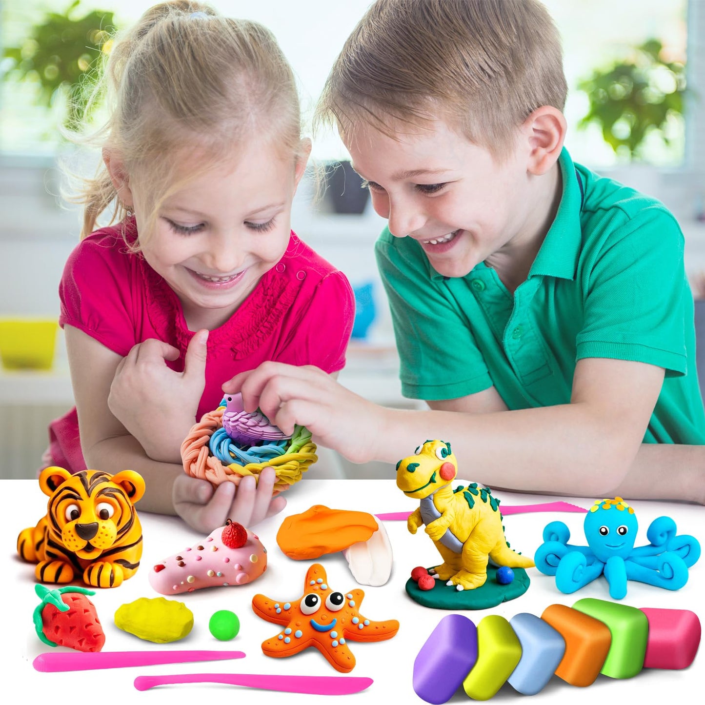 FAGNBED Air Dry Clay 76 Colors, Modeling Magic Clay Set with 5 Sculpting Tools, Gift for Ages 3-12 Boys and Girls